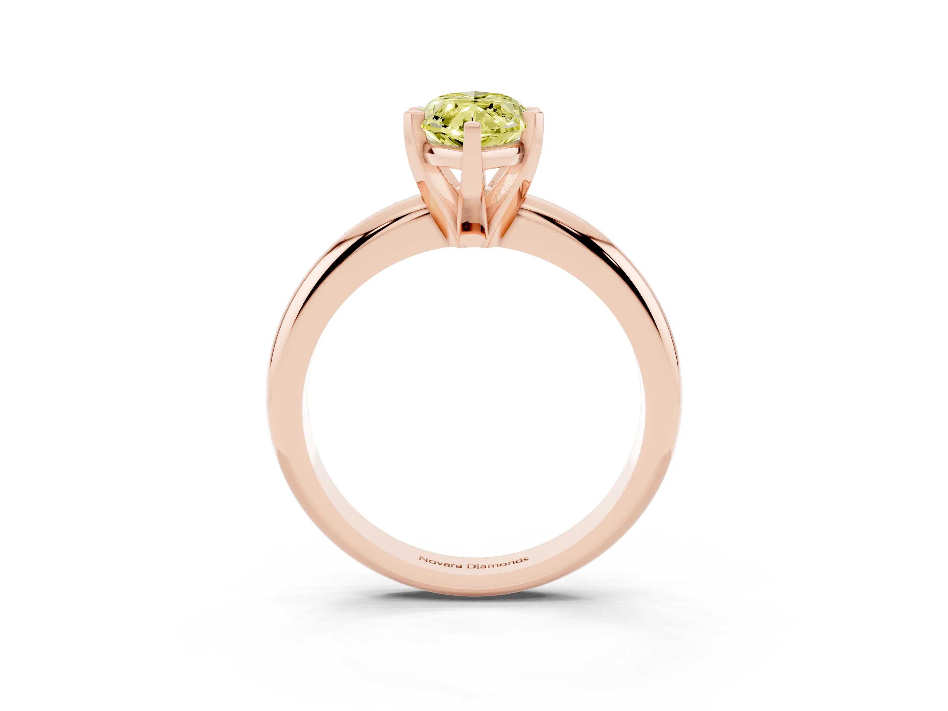 Fancy Yellow Marquise Cut Diamond Solitaire Engagement Ring Set in Rose gold with Round Band and Prong Setting