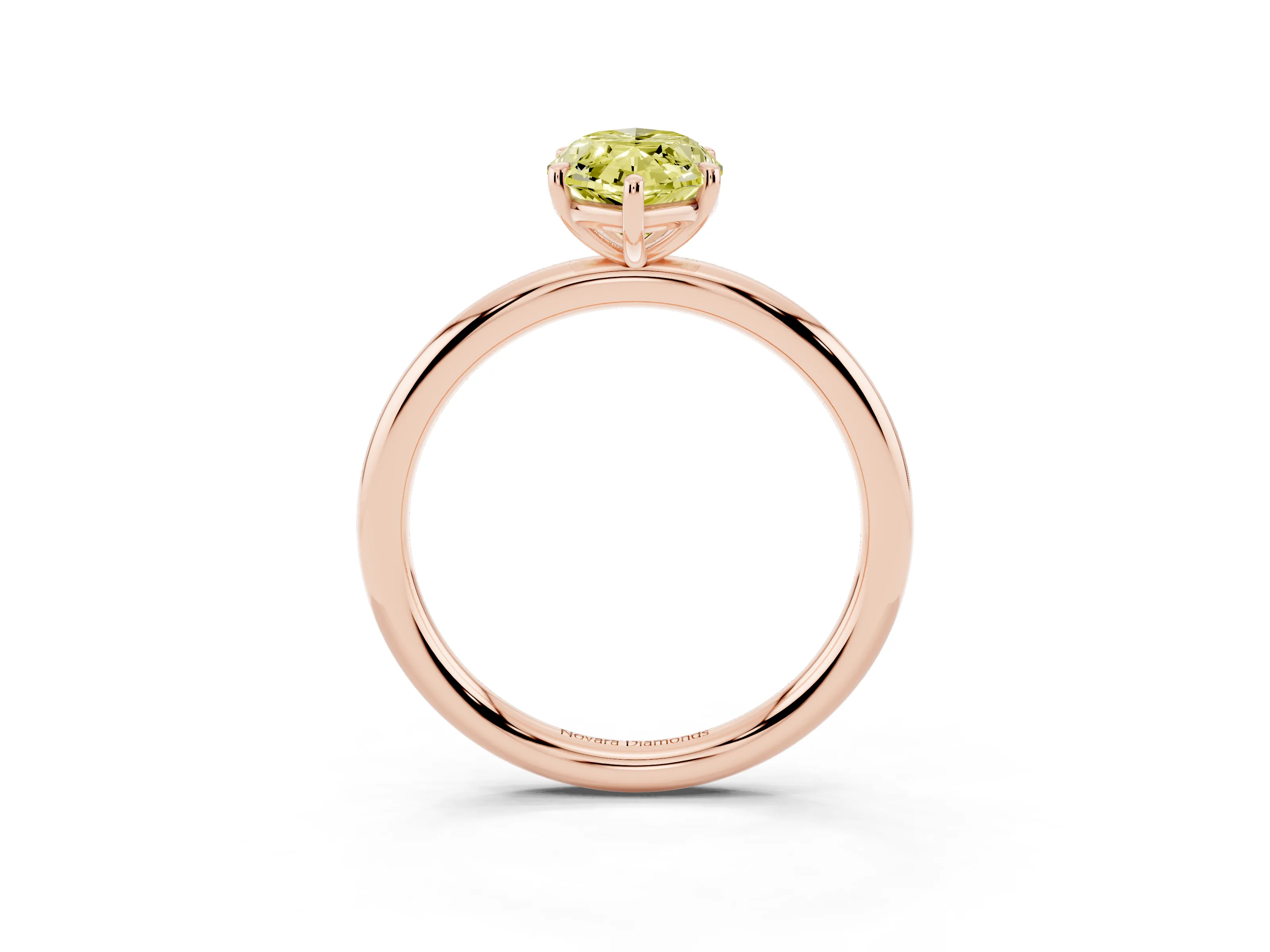 Fancy Yellow Marquise Cut Diamond Solitaire Ring Set in Rose gold with Prong Setting on a Polished Plain Band