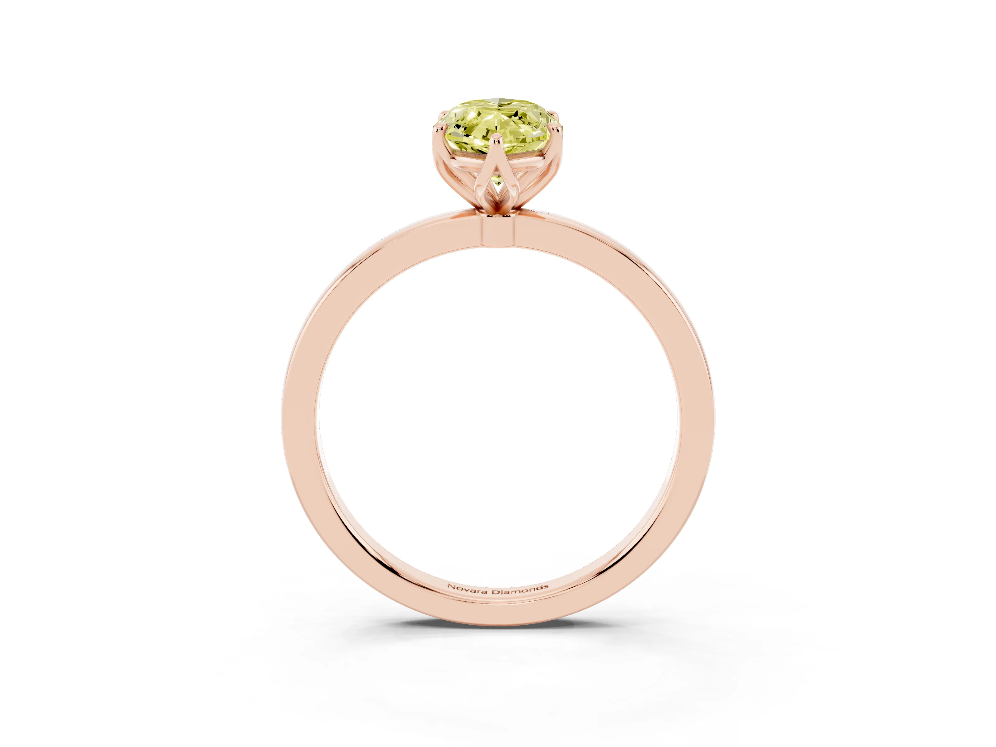 Fancy Yellow Marquise Cut Diamond Solitaire Ring Set in Rose gold with Prong Setting and Thin Polished Band