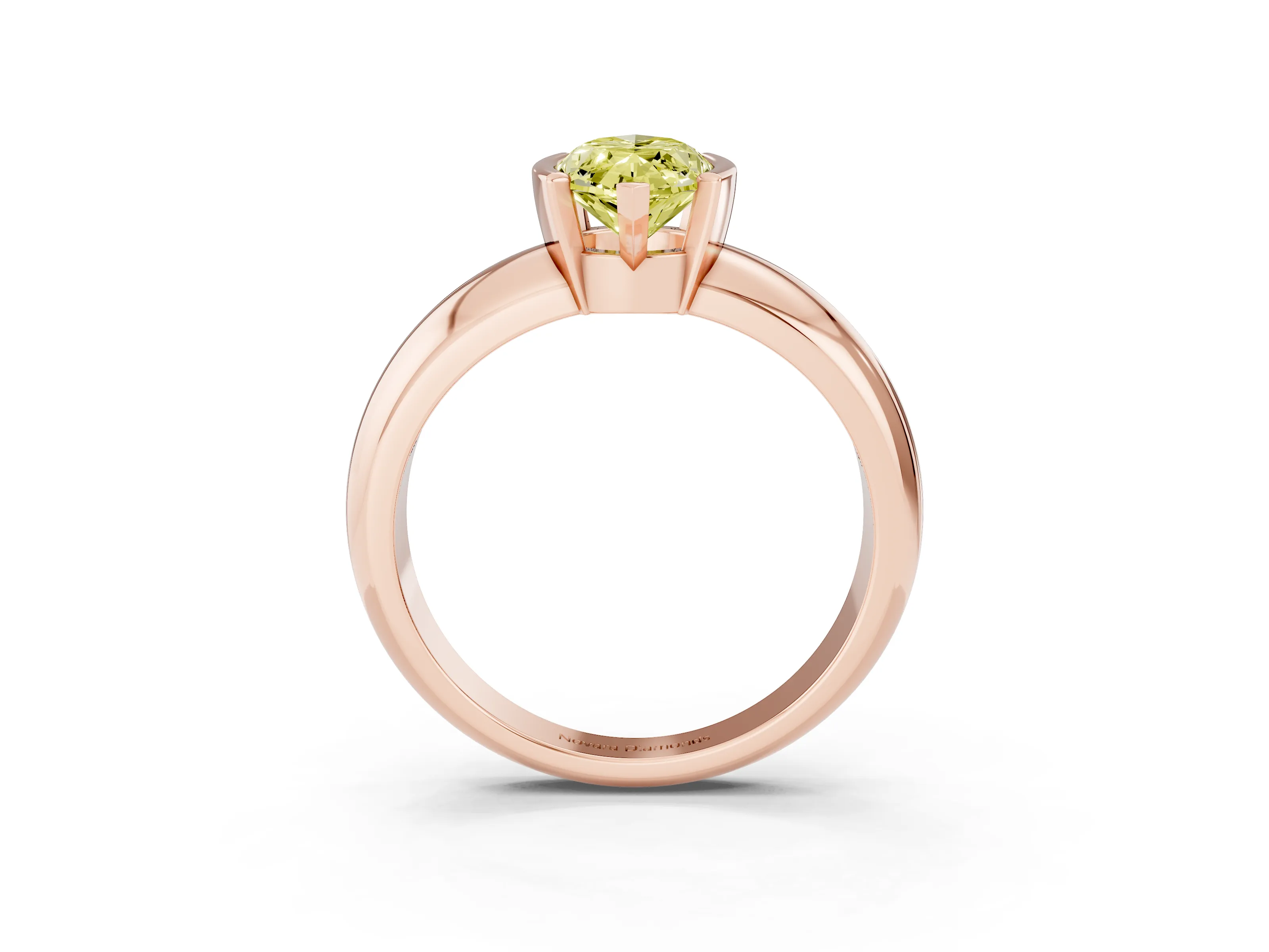 Fancy Yellow Marquise Cut Diamond Solitaire Tension Set Ring Set in Rose gold with Wide Band