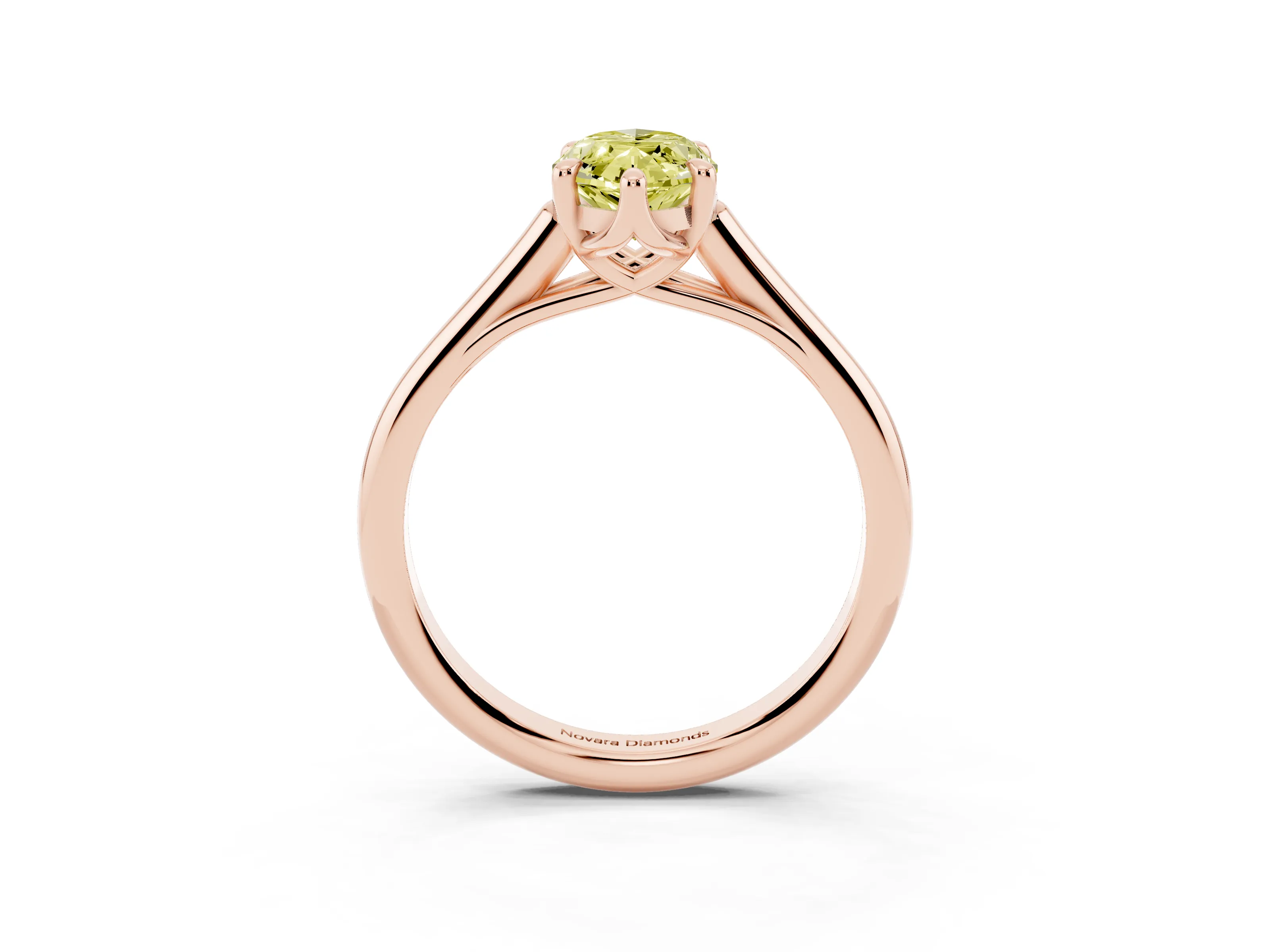 Fancy Yellow Marquise Cut Diamond Solitaire Engagement Ring Set in Rose gold with Prong Setting and Plain Classic Band