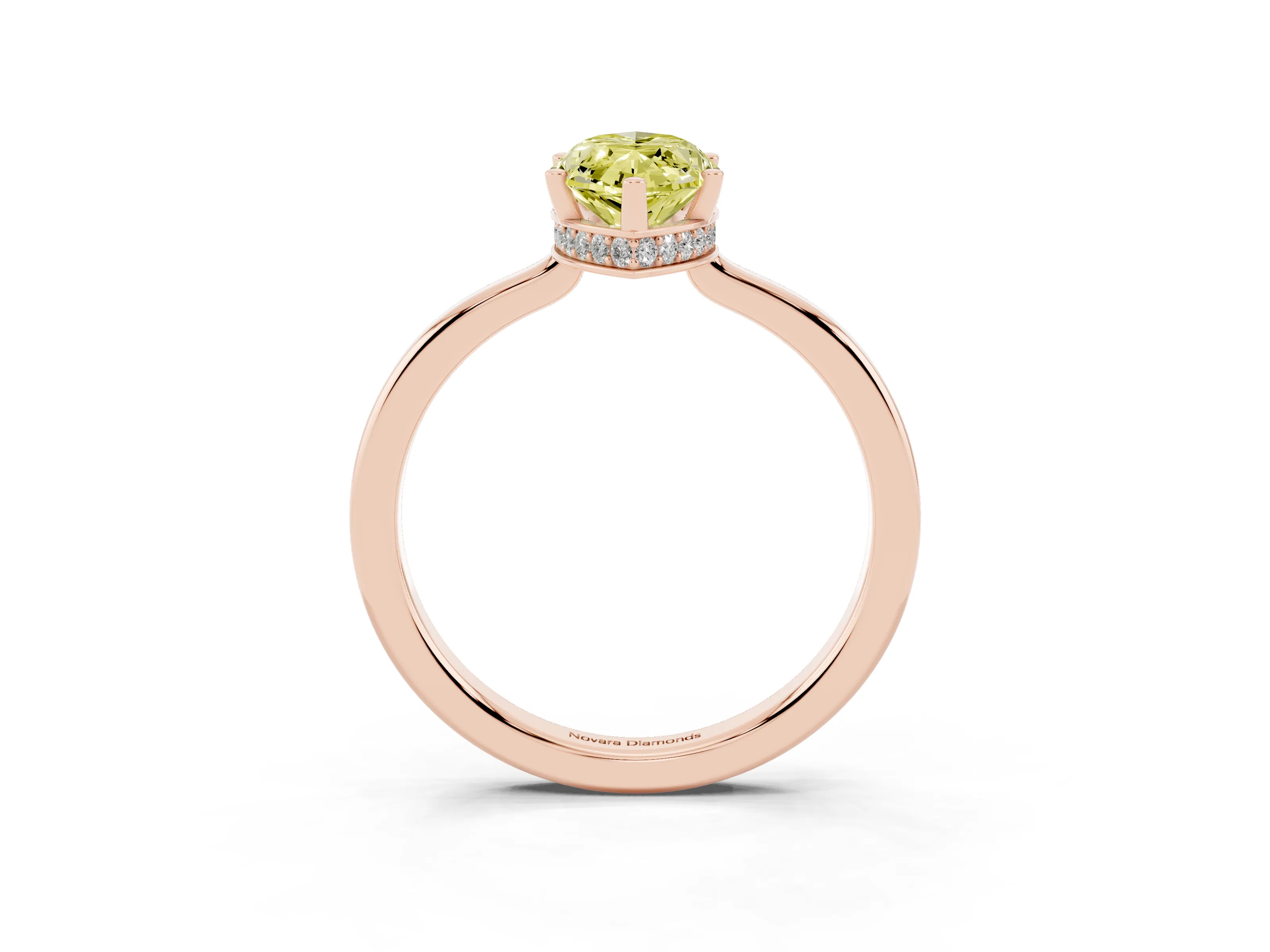 Fancy Yellow Marquise Cut Diamond Solitaire Engagement Ring Set in Rose gold with Prong Setting on a Plain Band
