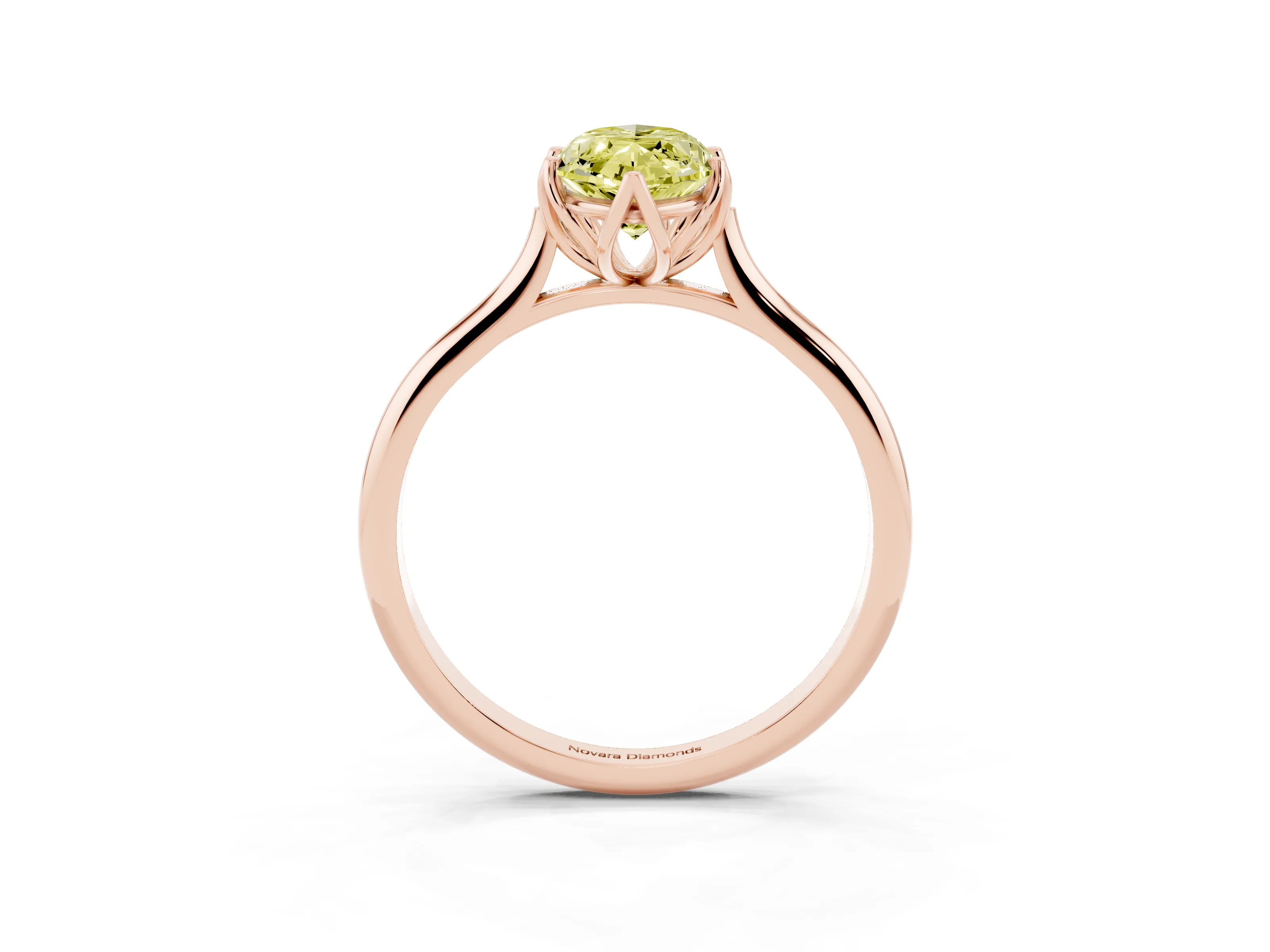 Fancy Yellow Marquise Cut Diamond Solitaire Cathedral Ring Set in Rose gold with Prong Setting