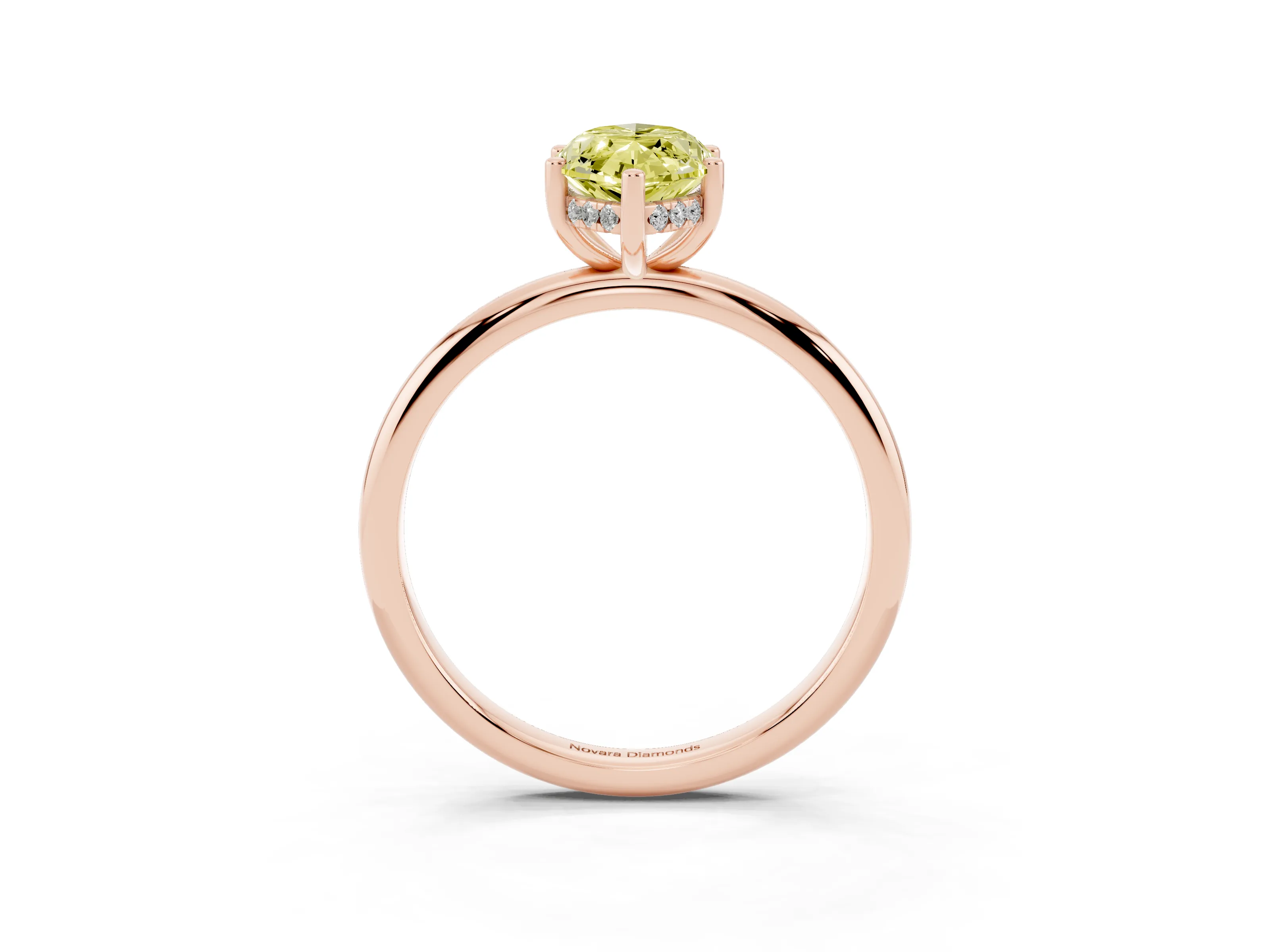 Fancy Yellow Marquise Cut Diamond Solitaire Engagement Ring Set in Rose gold with Prong Setting and Polished Band
