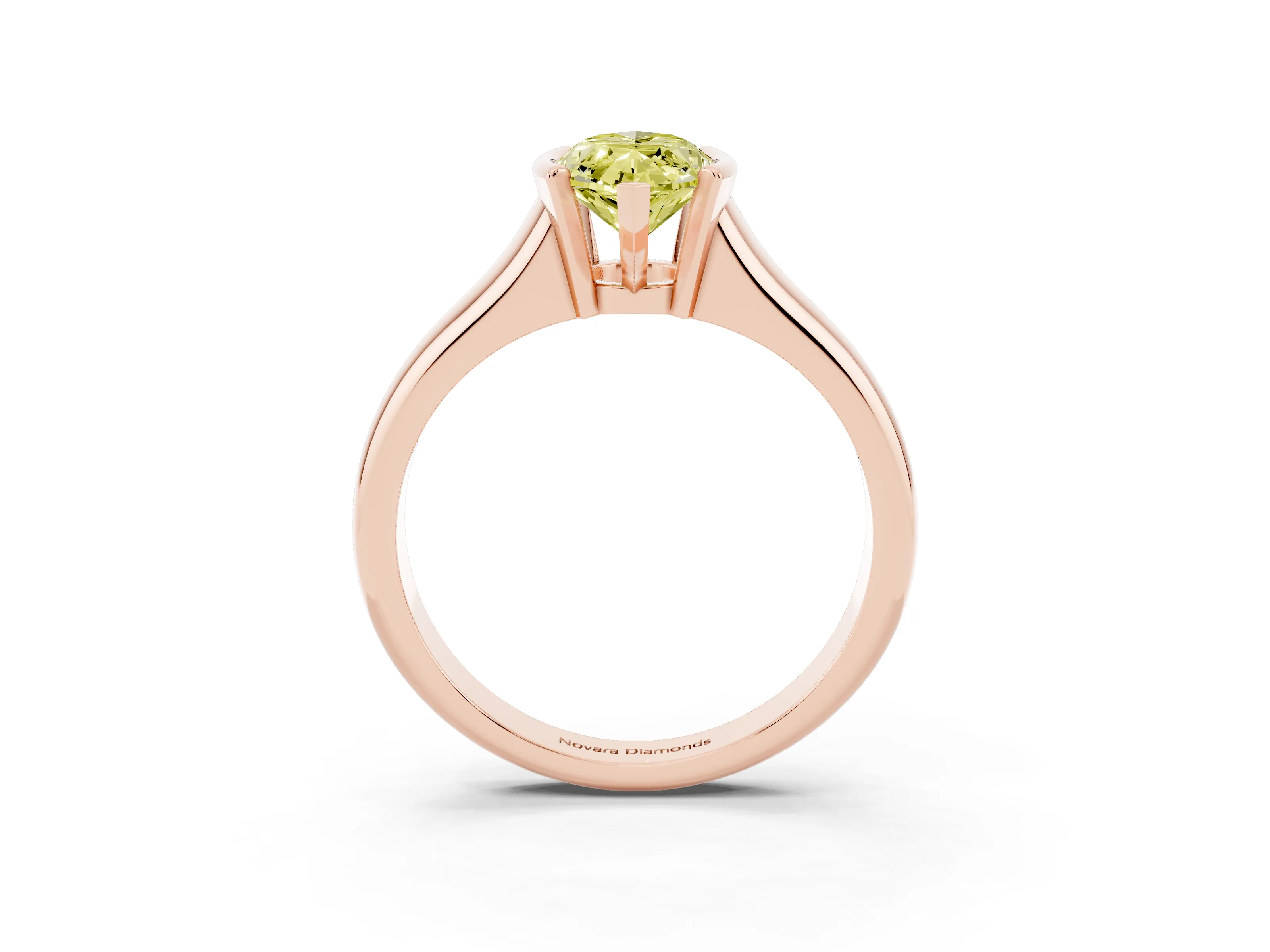 Fancy Yellow Marquise Cut Diamond Solitaire Tension Set Ring Set in Rose gold with Split Shank Band