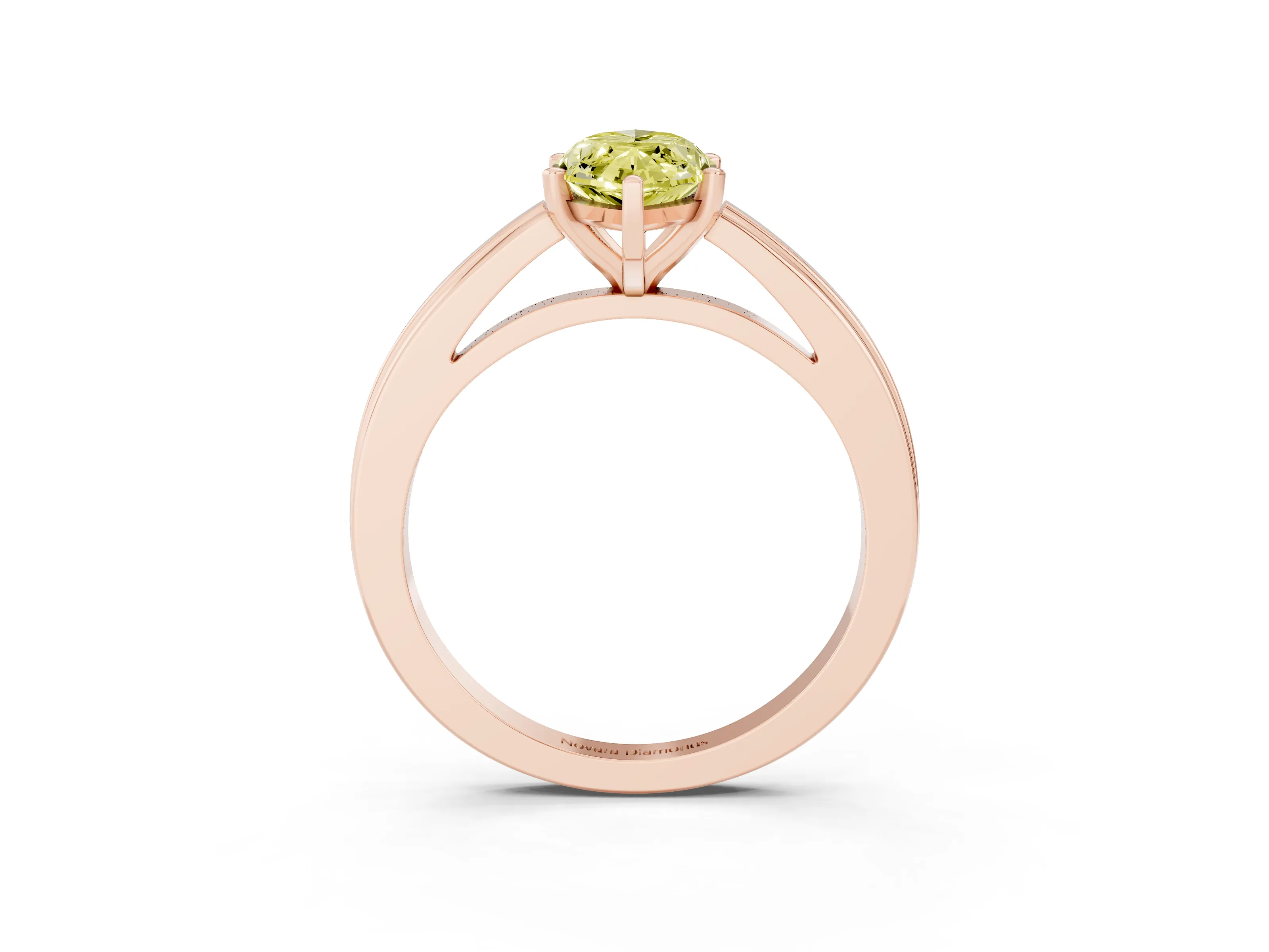 Fancy Yellow Marquise Cut Diamond Solitaire Ring Set in Rose gold with Prong Setting and Classic Band