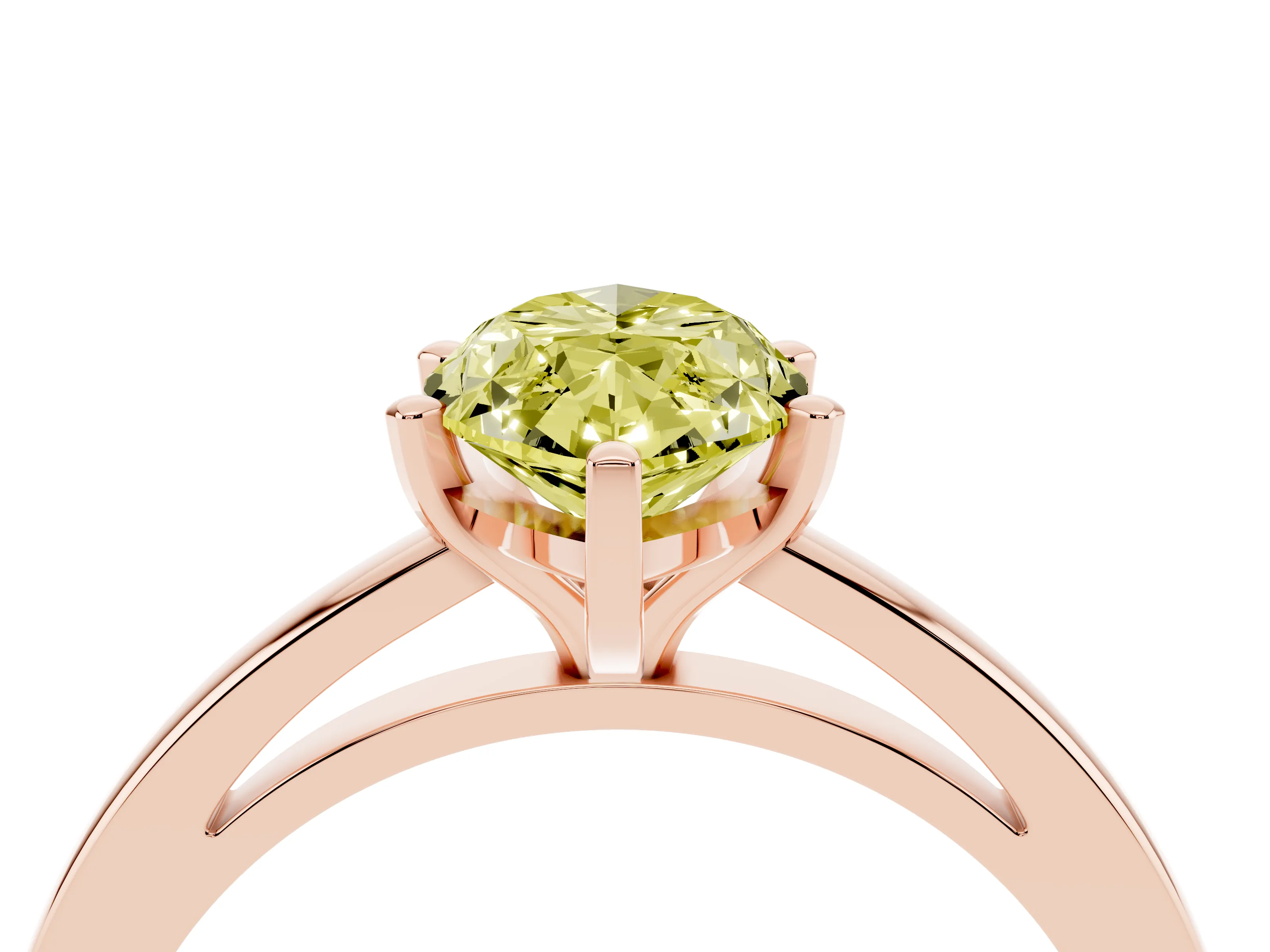 Fancy Yellow Marquise Cut Diamond Solitaire Engagement Ring Set in Rose gold with Prong Setting on a Classic Band