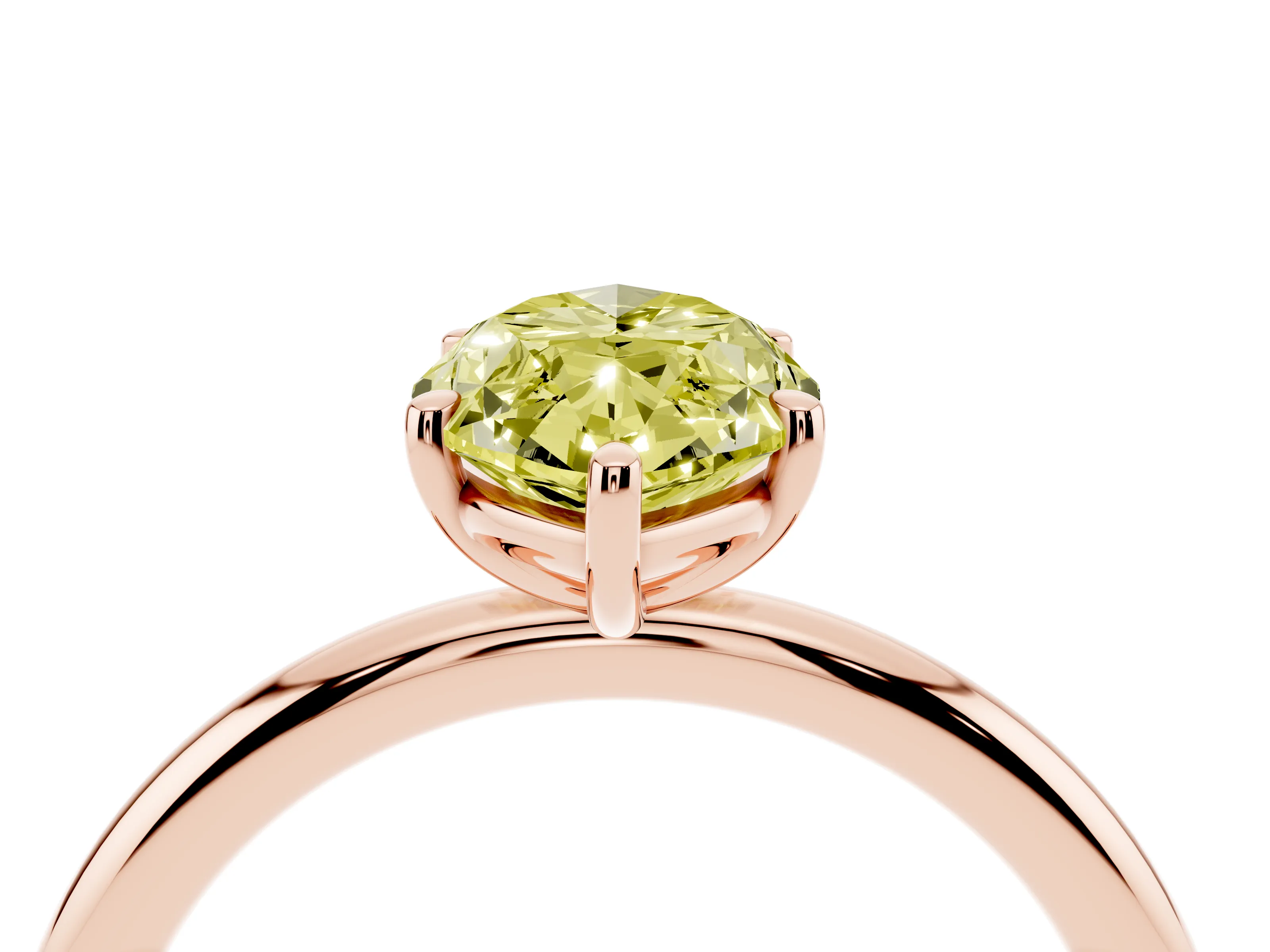 Fancy Yellow Marquise Cut Diamond Solitaire Ring Set in Rose gold with Prong Setting on a Polished Plain Band