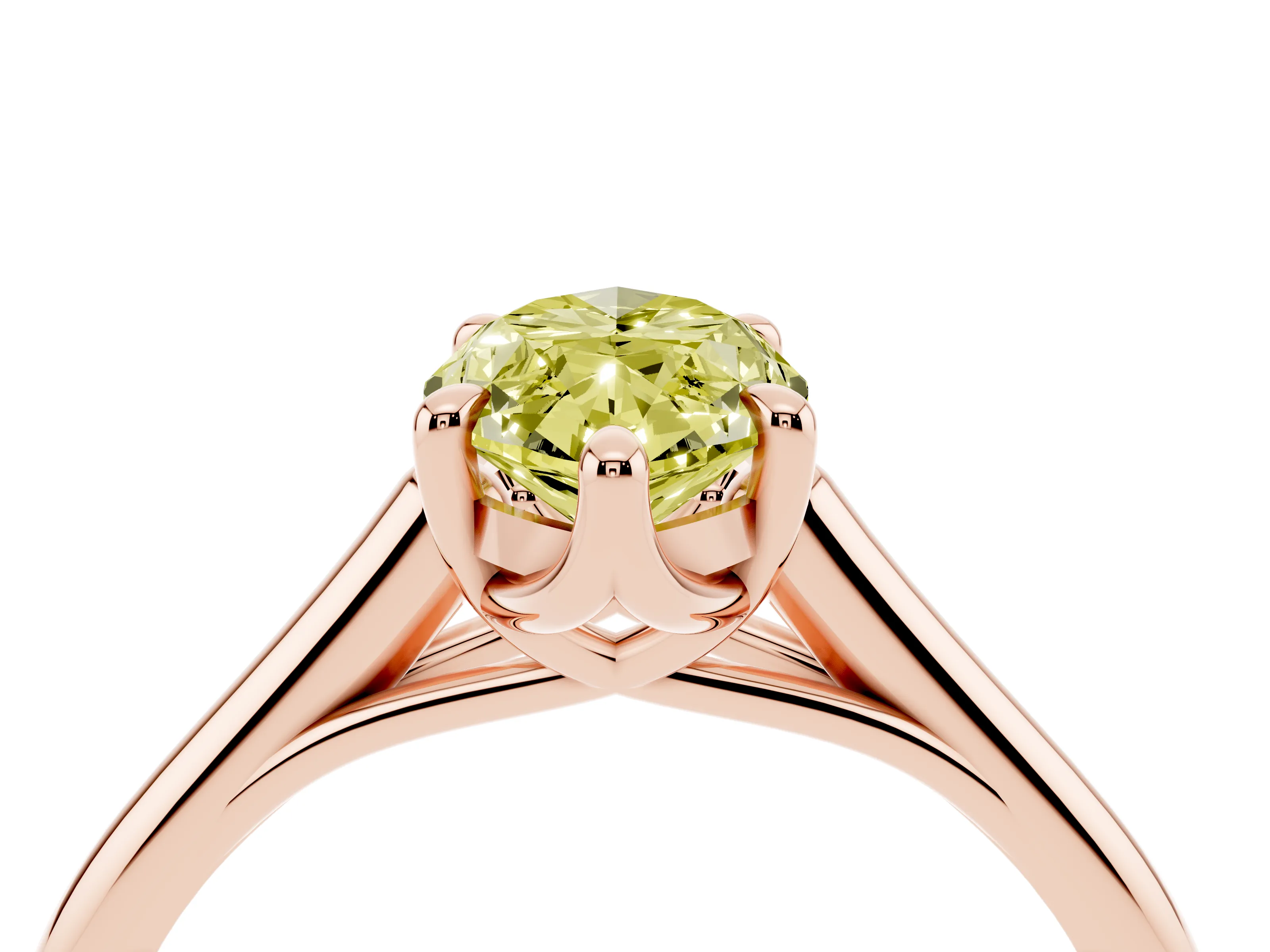 Fancy Yellow Marquise Cut Diamond Solitaire Engagement Ring Set in Rose gold with Prong Setting and Plain Classic Band