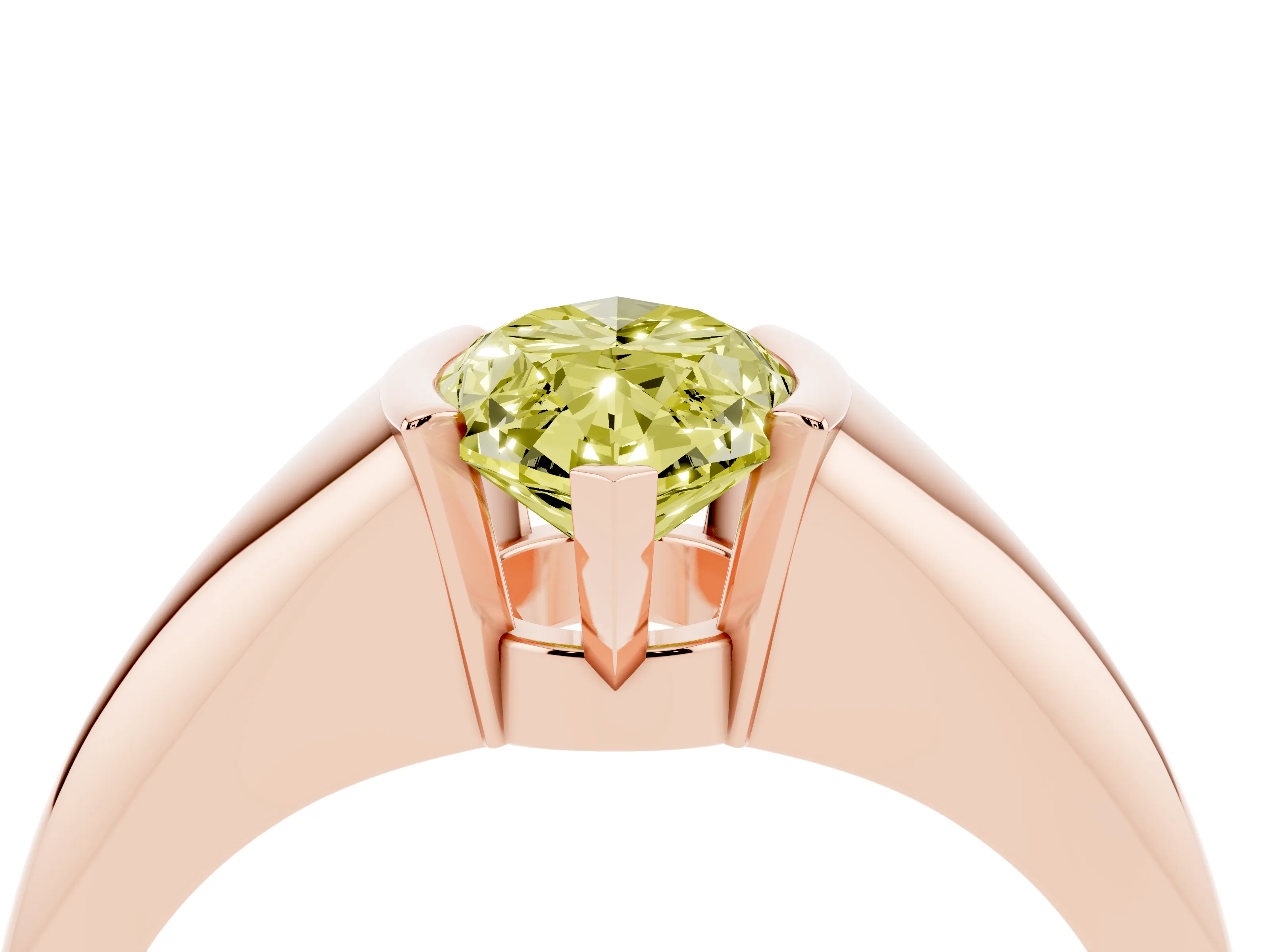 Fancy Yellow Marquise Cut Diamond Solitaire Tension Set Ring Set in Rose gold