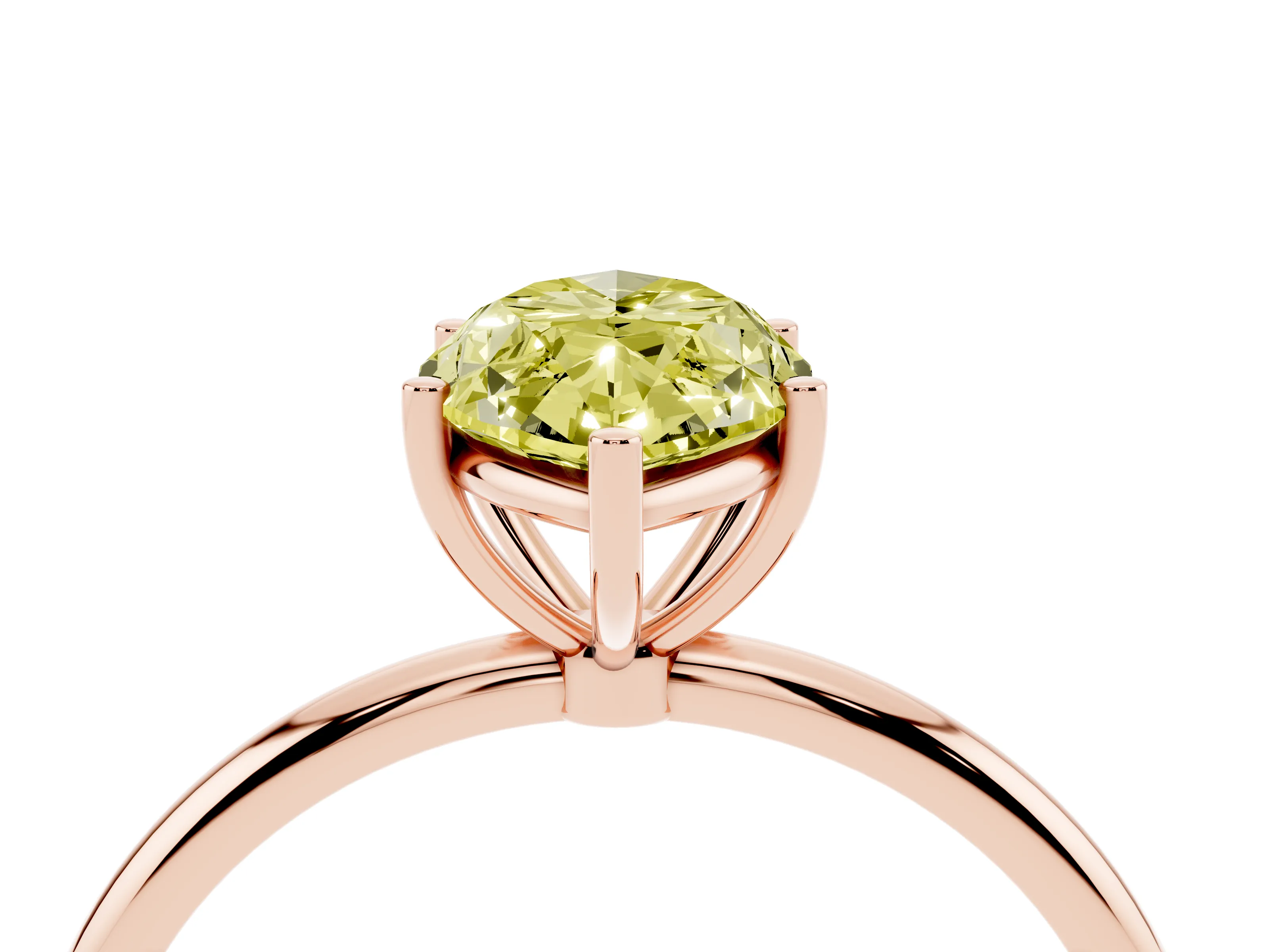 Fancy Yellow Marquise Cut Diamond Solitaire Engagement Ring Set in Rose gold with Thin Band and Prong Setting