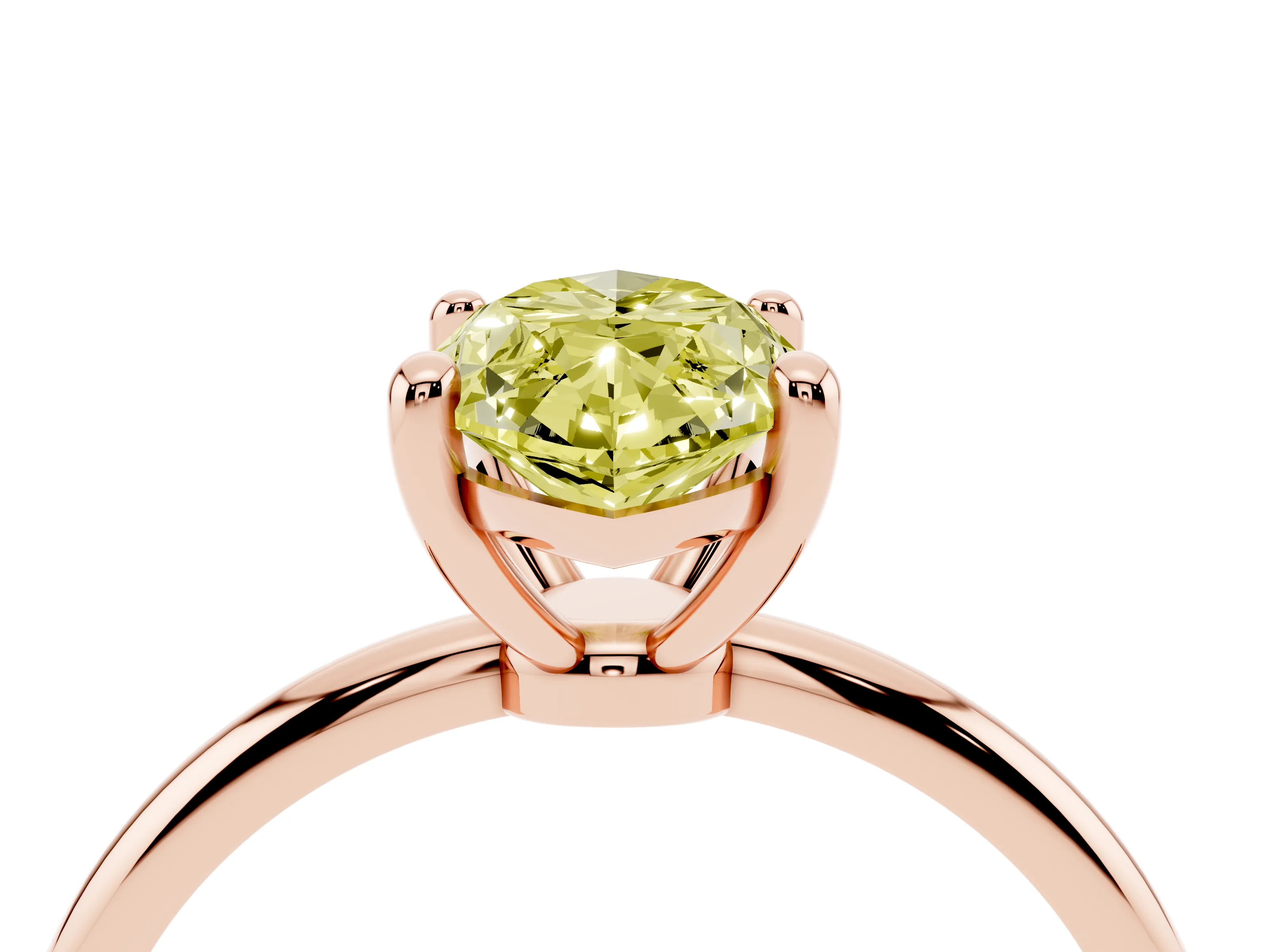 Fancy Yellow Marquise Cut Diamond Solitaire Ring Set in Rose gold with Secure Prong Setting on a Classic Band