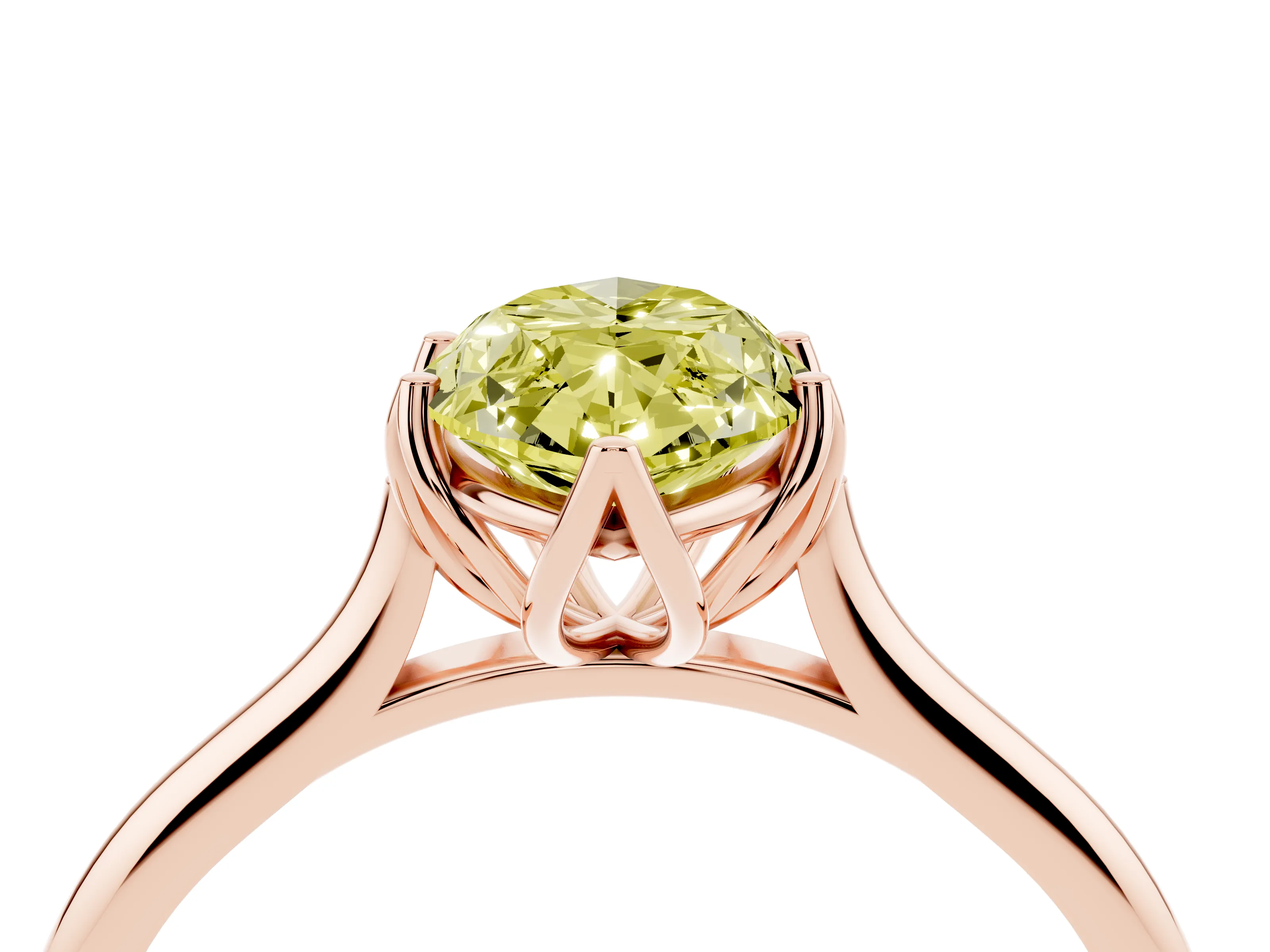 Fancy Yellow Marquise Cut Diamond Solitaire Cathedral Ring Set in Rose gold with Prong Setting
