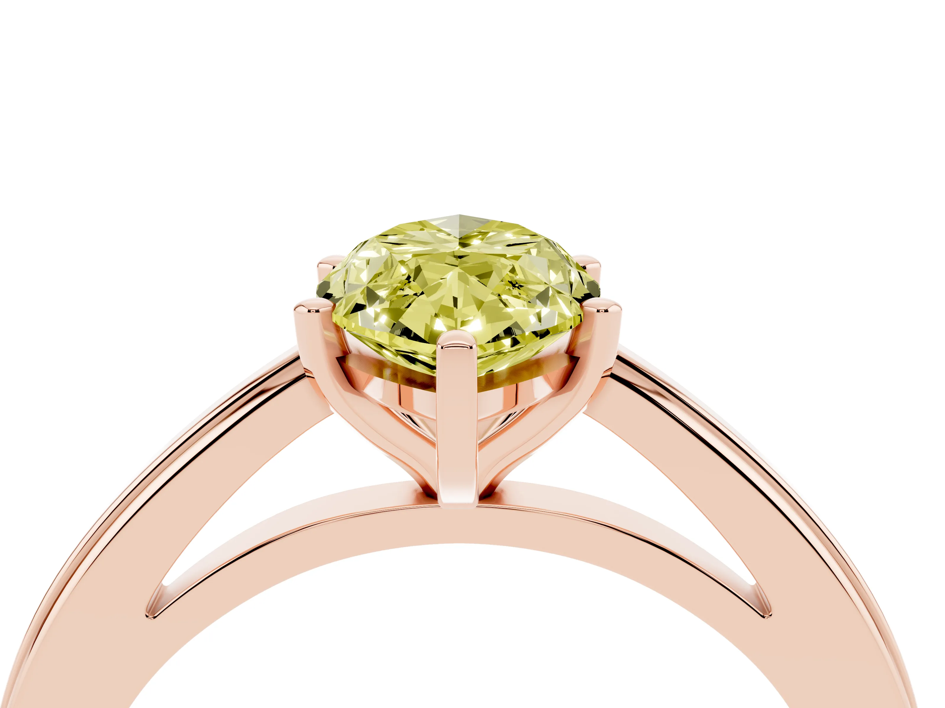 Fancy Yellow Marquise Cut Diamond Solitaire Ring Set in Rose gold with Prong Setting and Classic Band