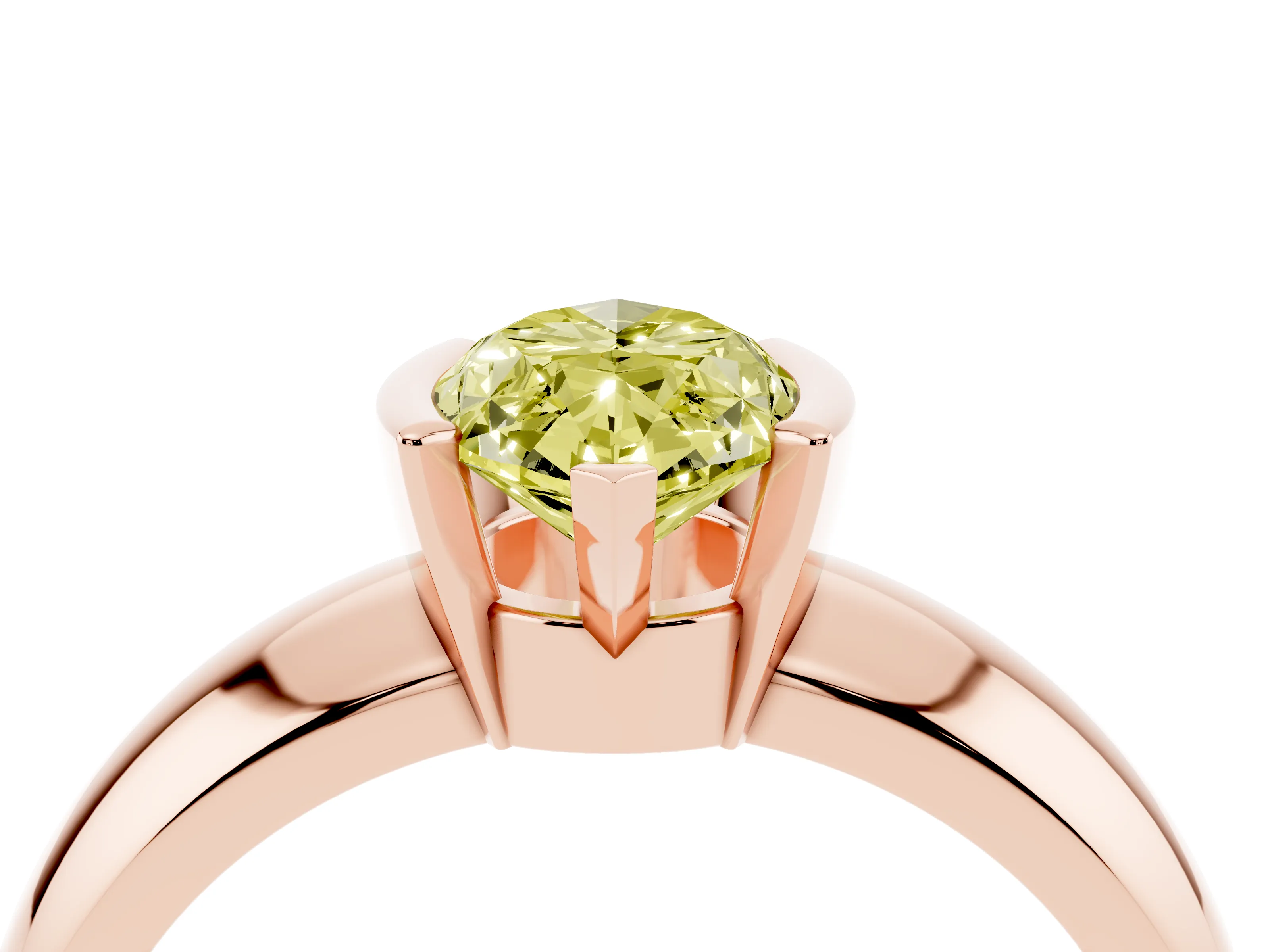 Fancy Yellow Marquise Cut Diamond Solitaire Tension Set Ring Set in Rose gold with Wide Band