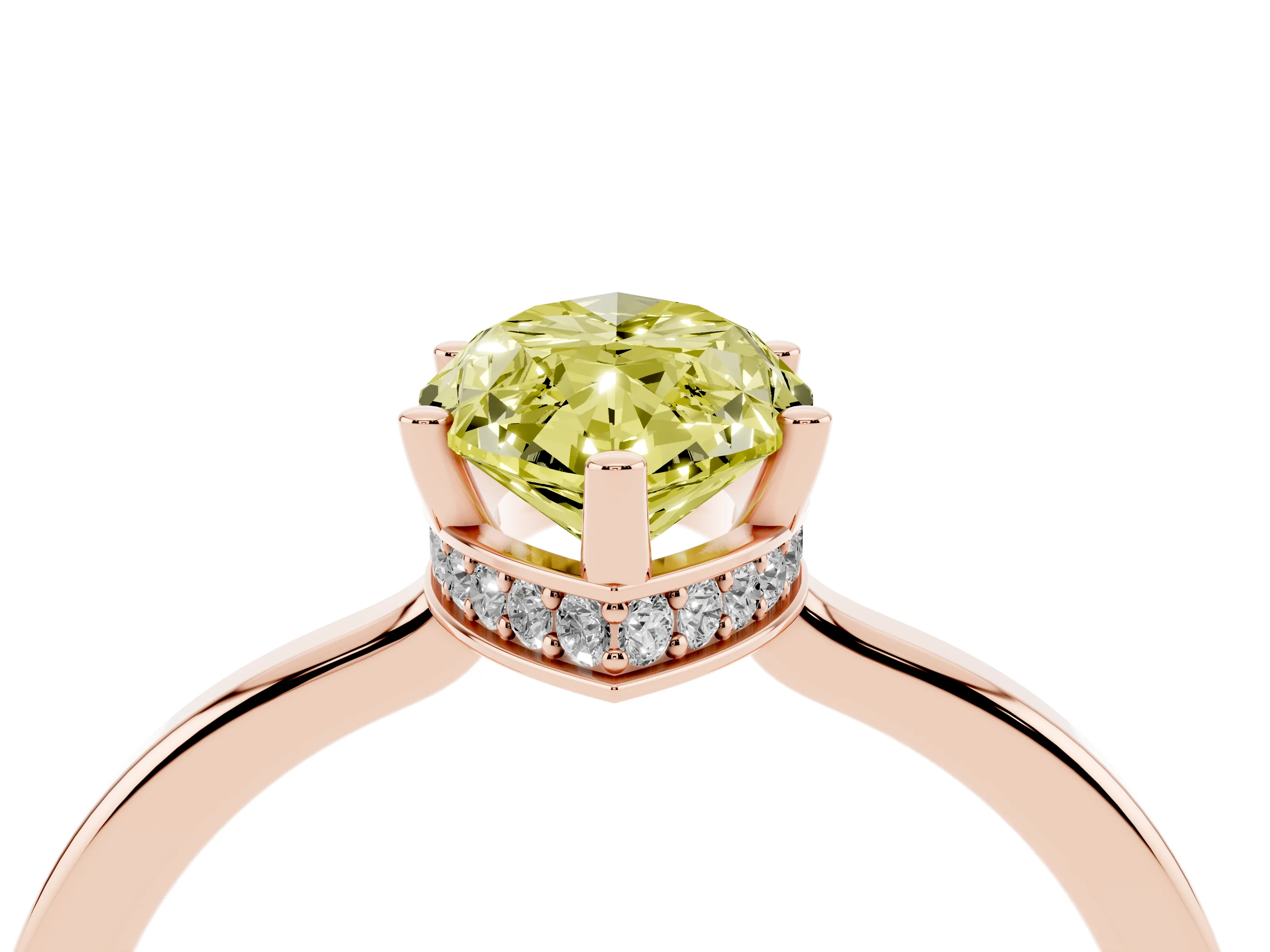 Fancy Yellow Marquise Cut Diamond Solitaire Engagement Ring Set in Rose gold with Prong Setting on a Plain Band