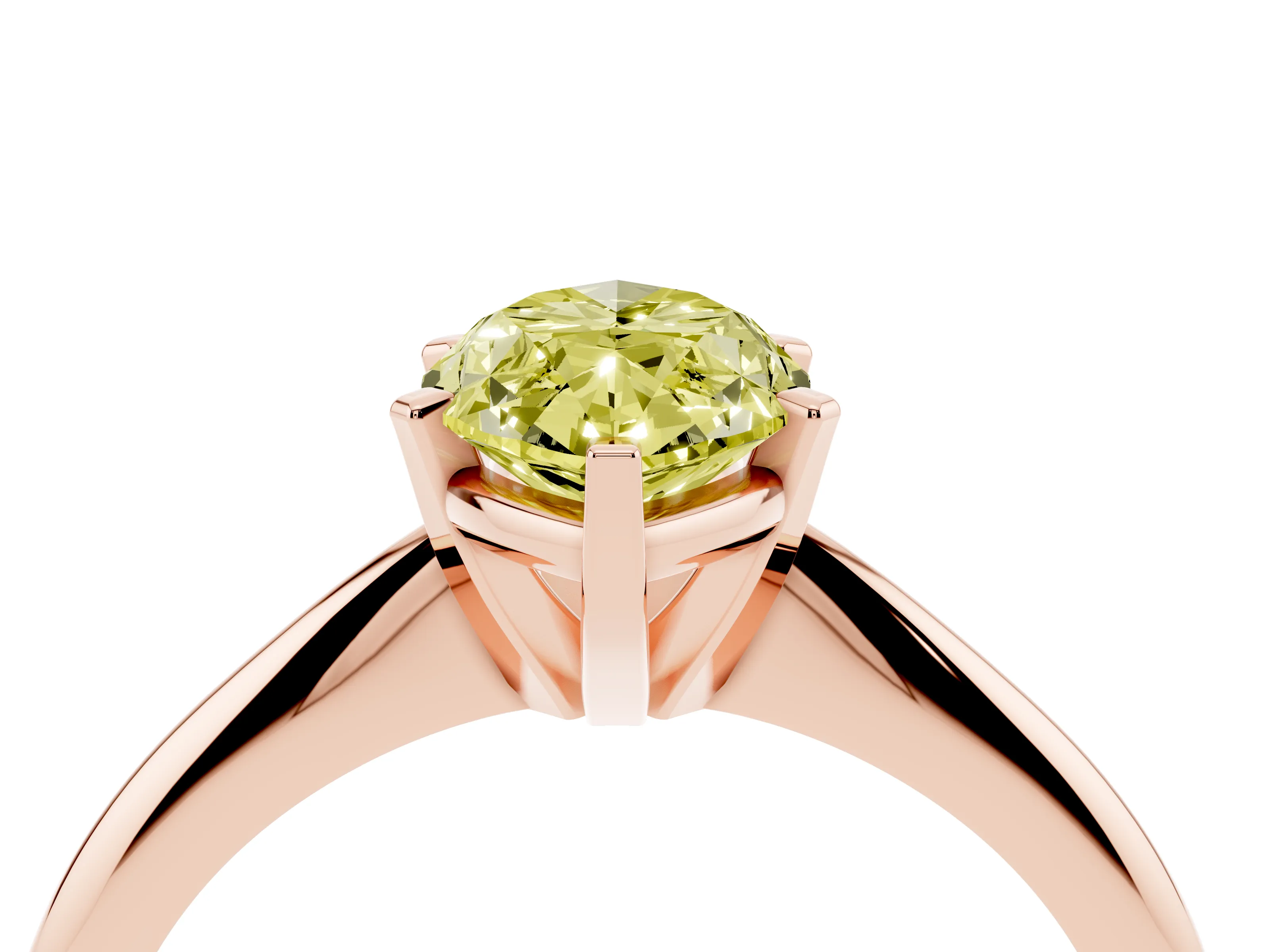 Fancy Yellow Marquise Cut Diamond Solitaire Ring Set in Rose gold with Prong Setting on a Plain Round Band