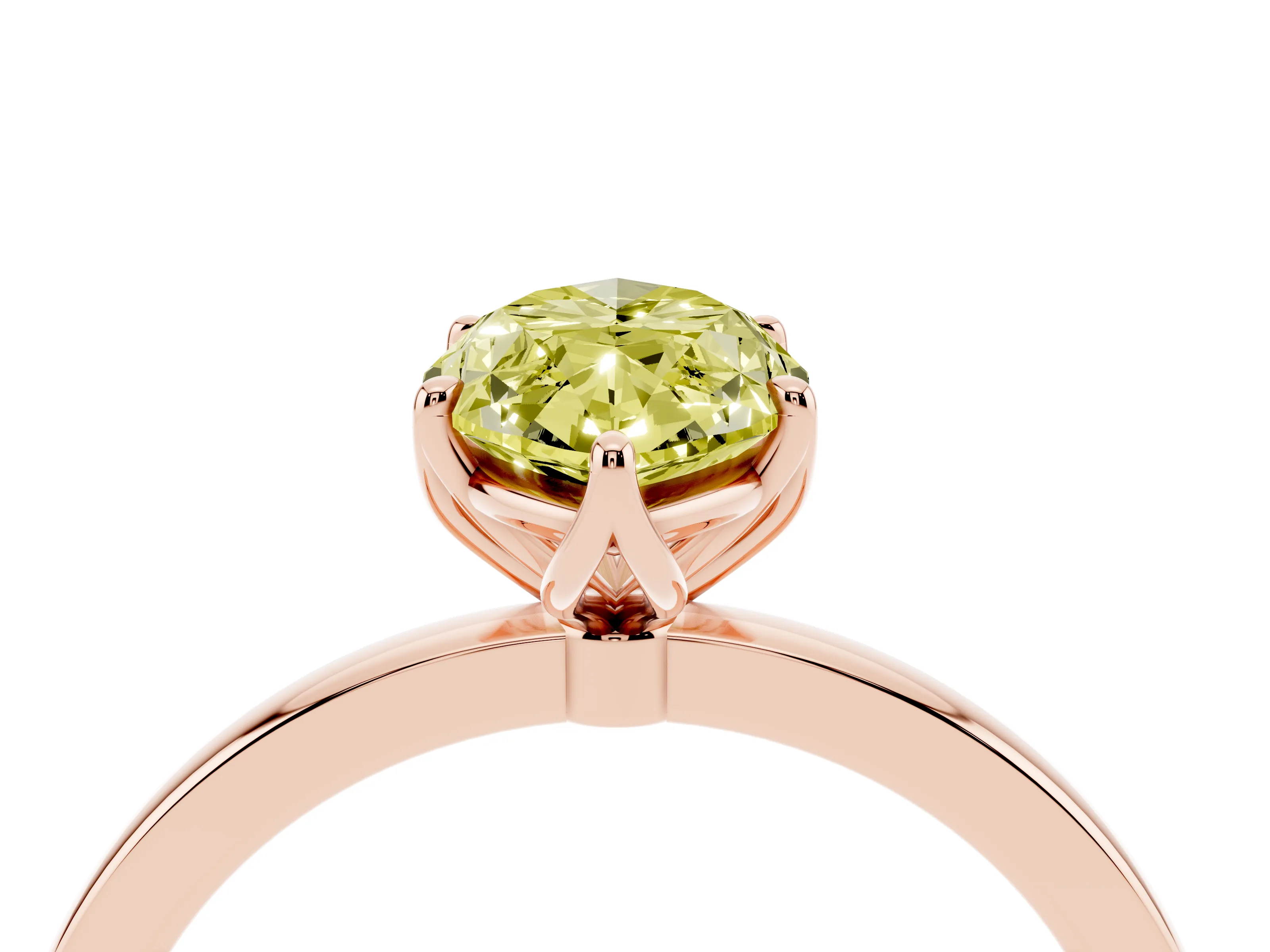 Fancy Yellow Marquise Cut Diamond Solitaire Ring Set in Rose gold with Prong Setting and Thin Polished Band