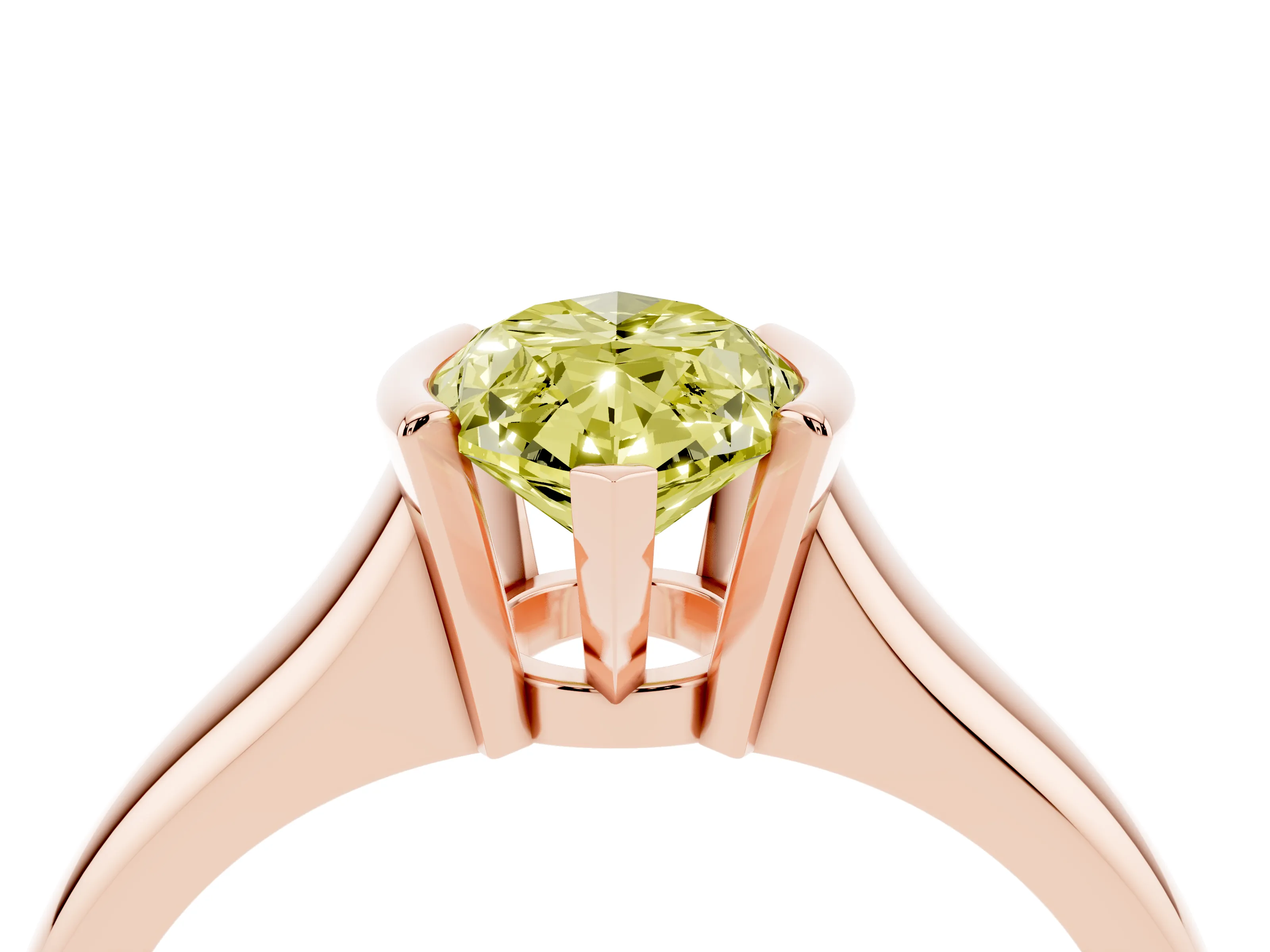 Fancy Yellow Marquise Cut Diamond Solitaire Tension Set Ring Set in Rose gold with Split Shank Band