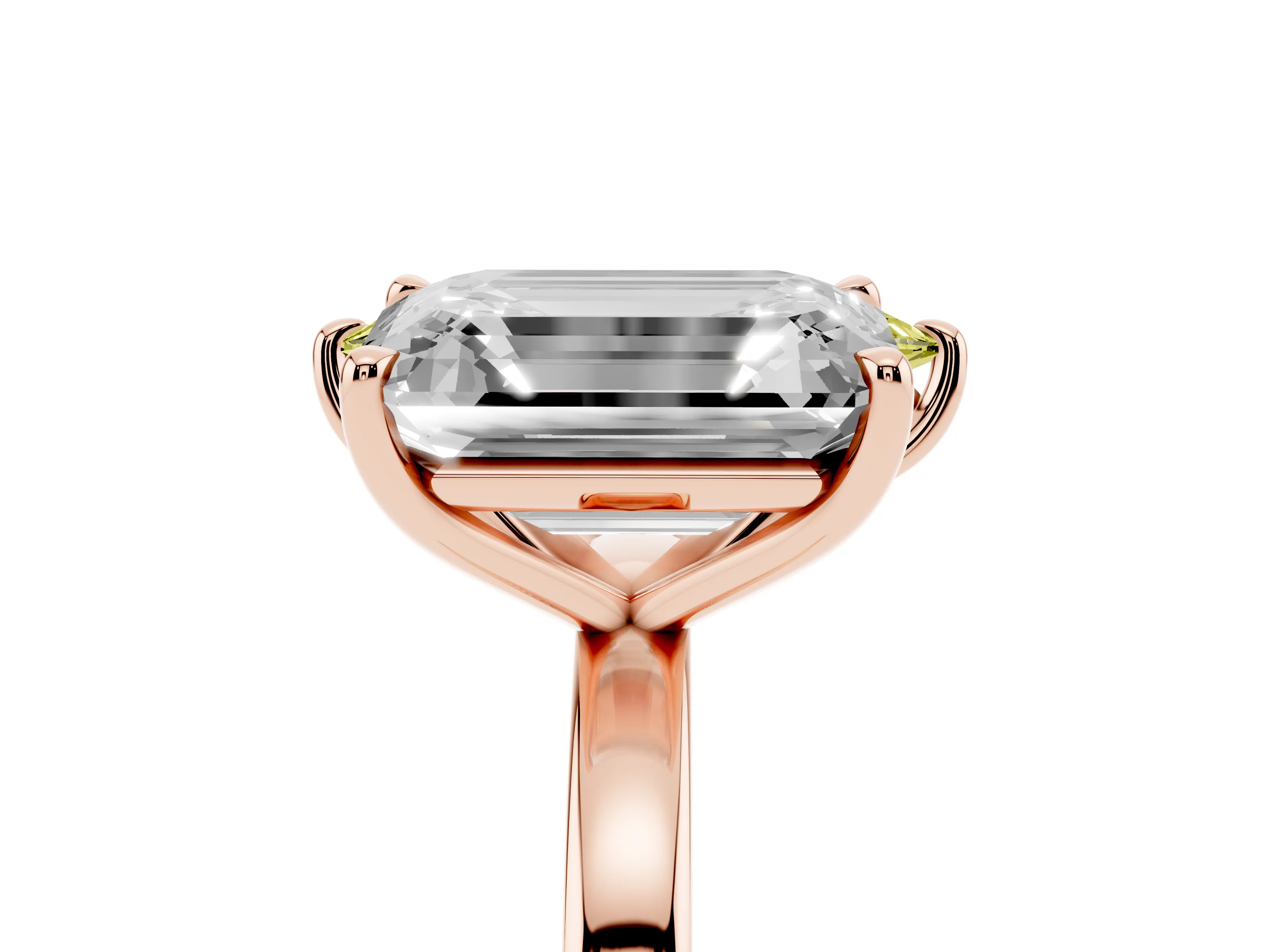 Fancy Yellow Marquise Cut and Emerald Cut Toi Moi Ring Set in Rose gold with Prong Setting