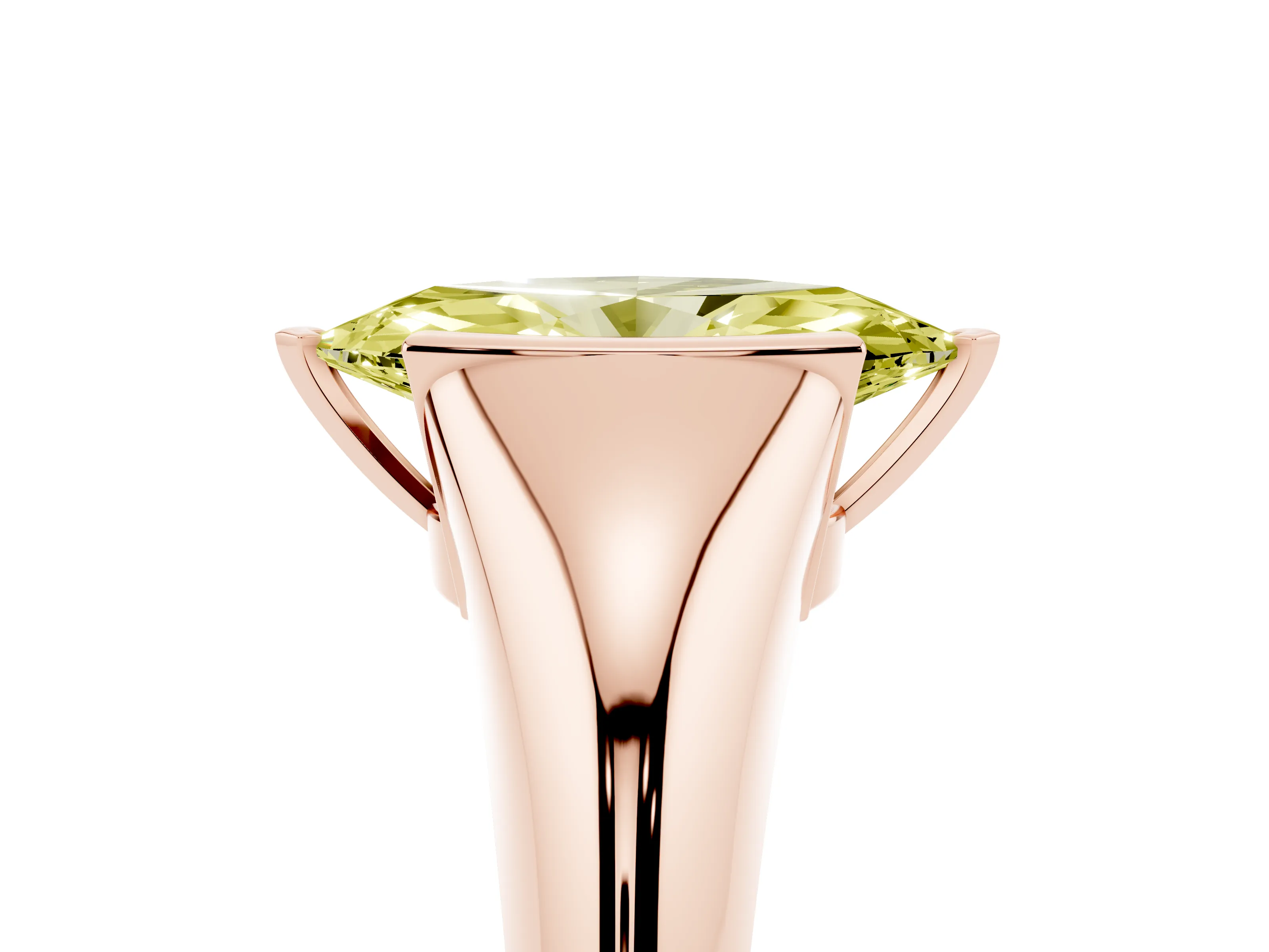Fancy Yellow Marquise Cut Diamond Solitaire Tension Set Ring Set in Rose gold