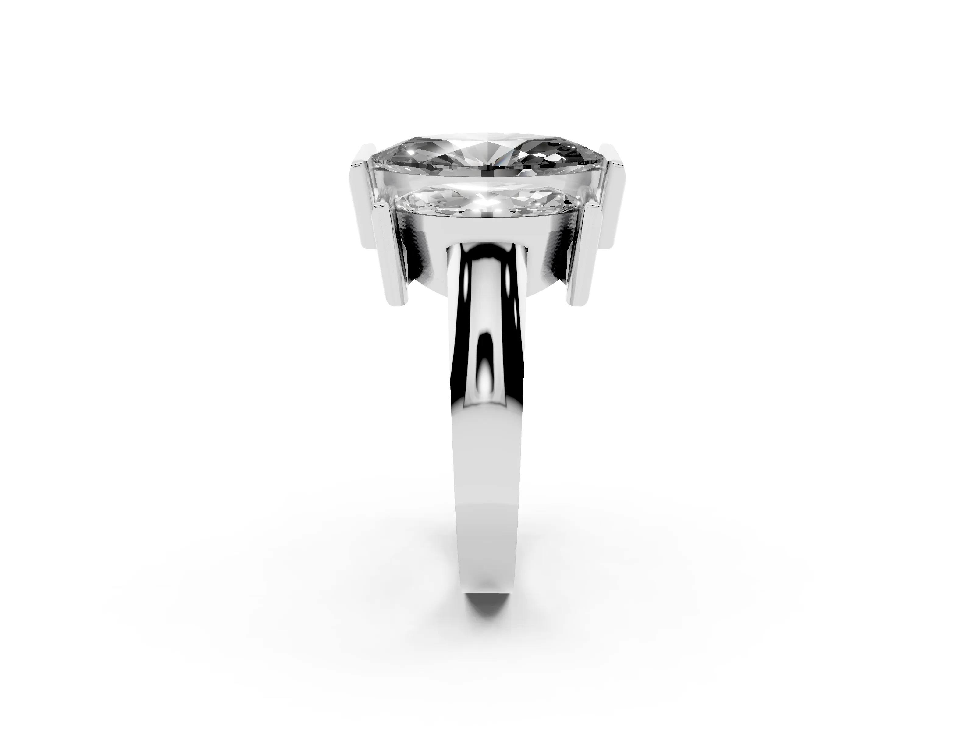 Fancy Black Marquise Cut Diamond Three-Stone Channel Set Ring Set in Platinum with Smooth Polished Band