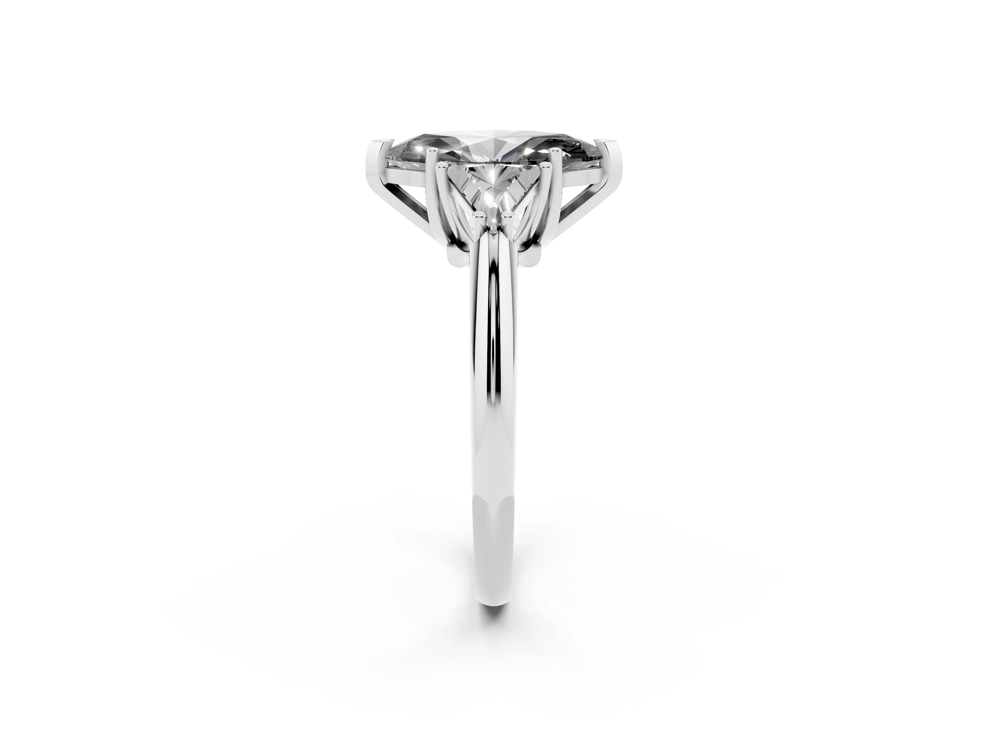 Fancy Black Marquise Cut Diamond Three-Stone Engagement Ring Set in Silver with Trillion Side Stones