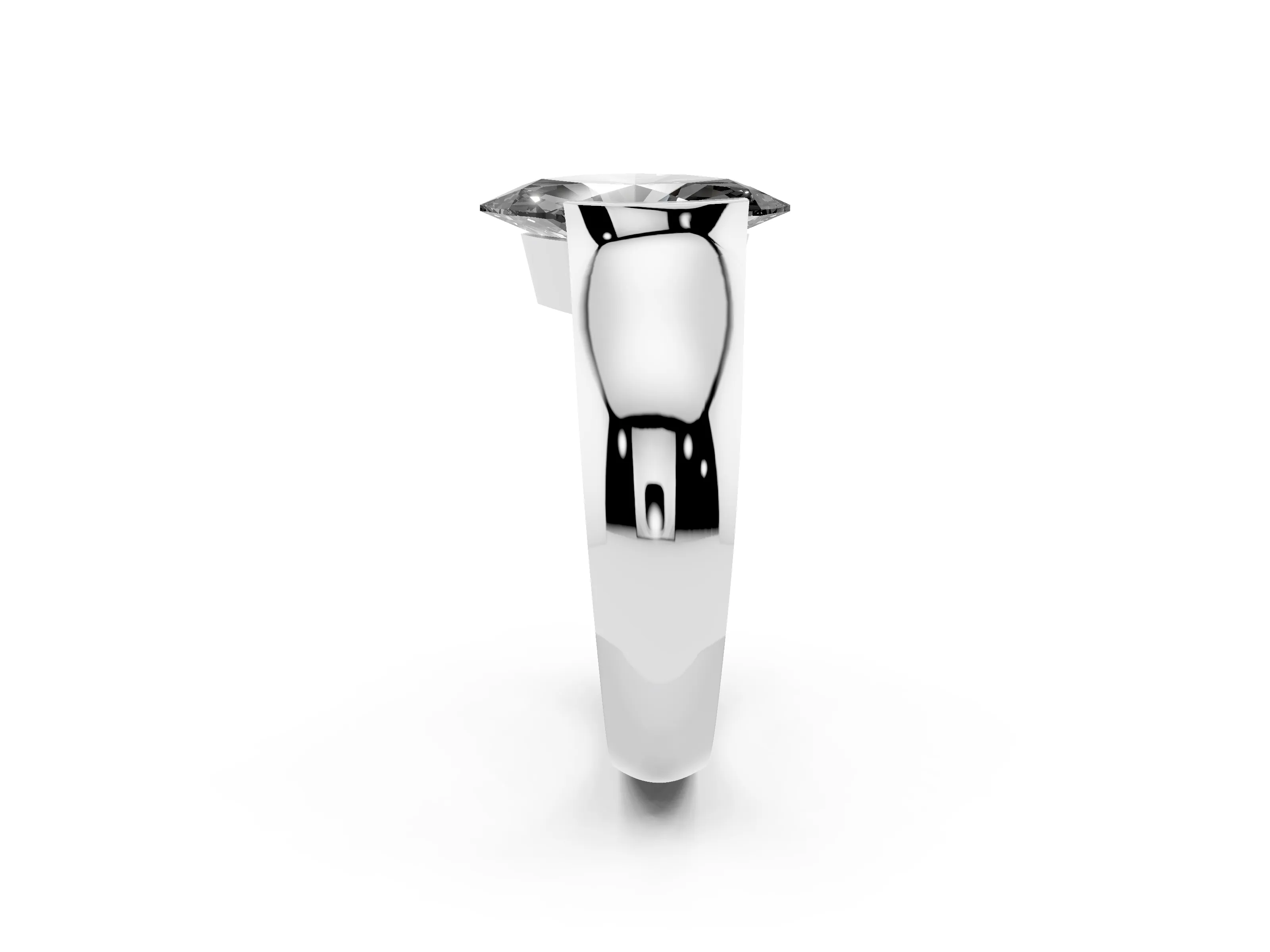 Fancy Black Marquise Cut Diamond Bezel Solitaire Ring Set in White gold with Wide Band