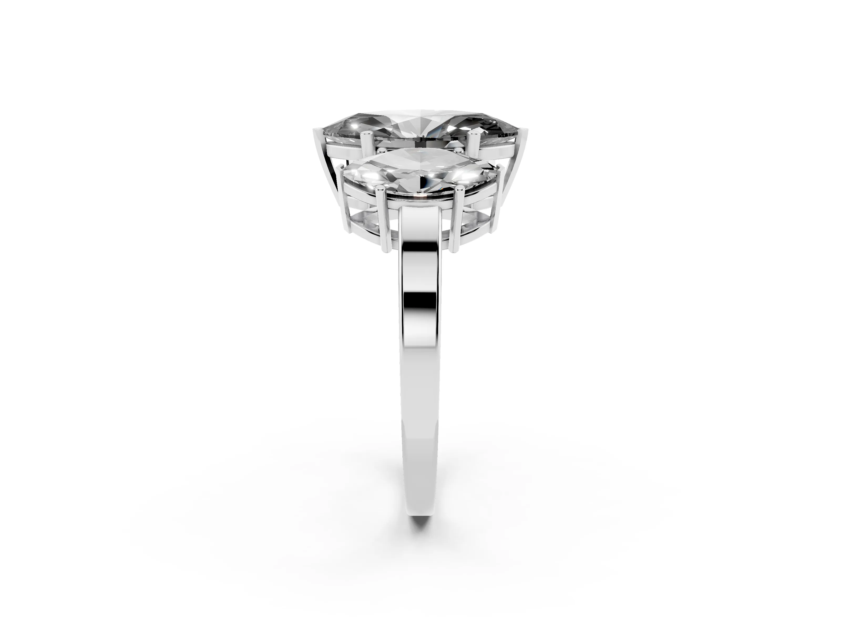 Fancy Black Marquise Cut Diamond Three-Stone Engagement Ring Set in Platinum with Flat Band