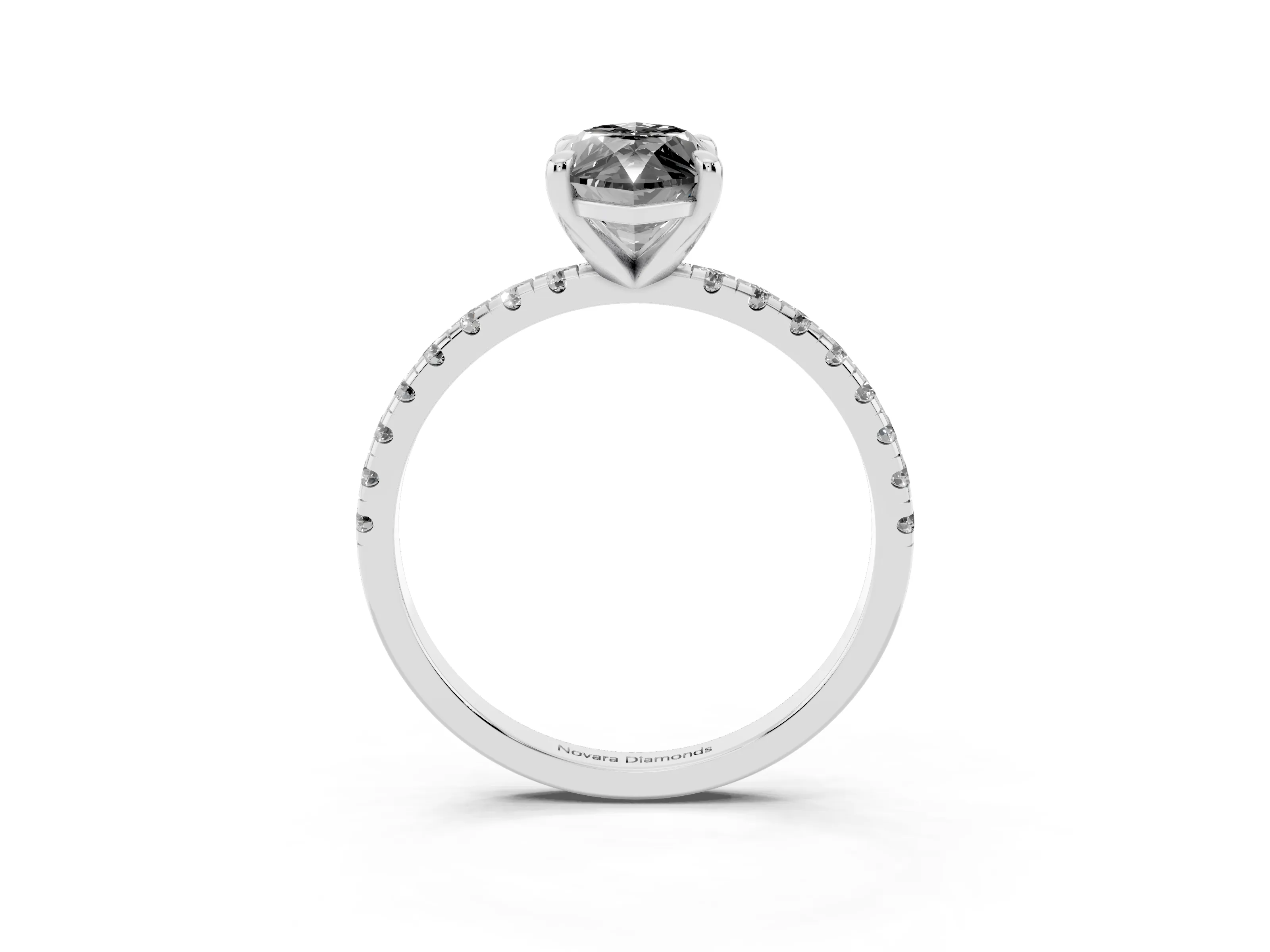 Fancy Black Marquise Cut Diamond Brilliant Solitaire Ring Set in White gold with Pavé Band and Prong Setting