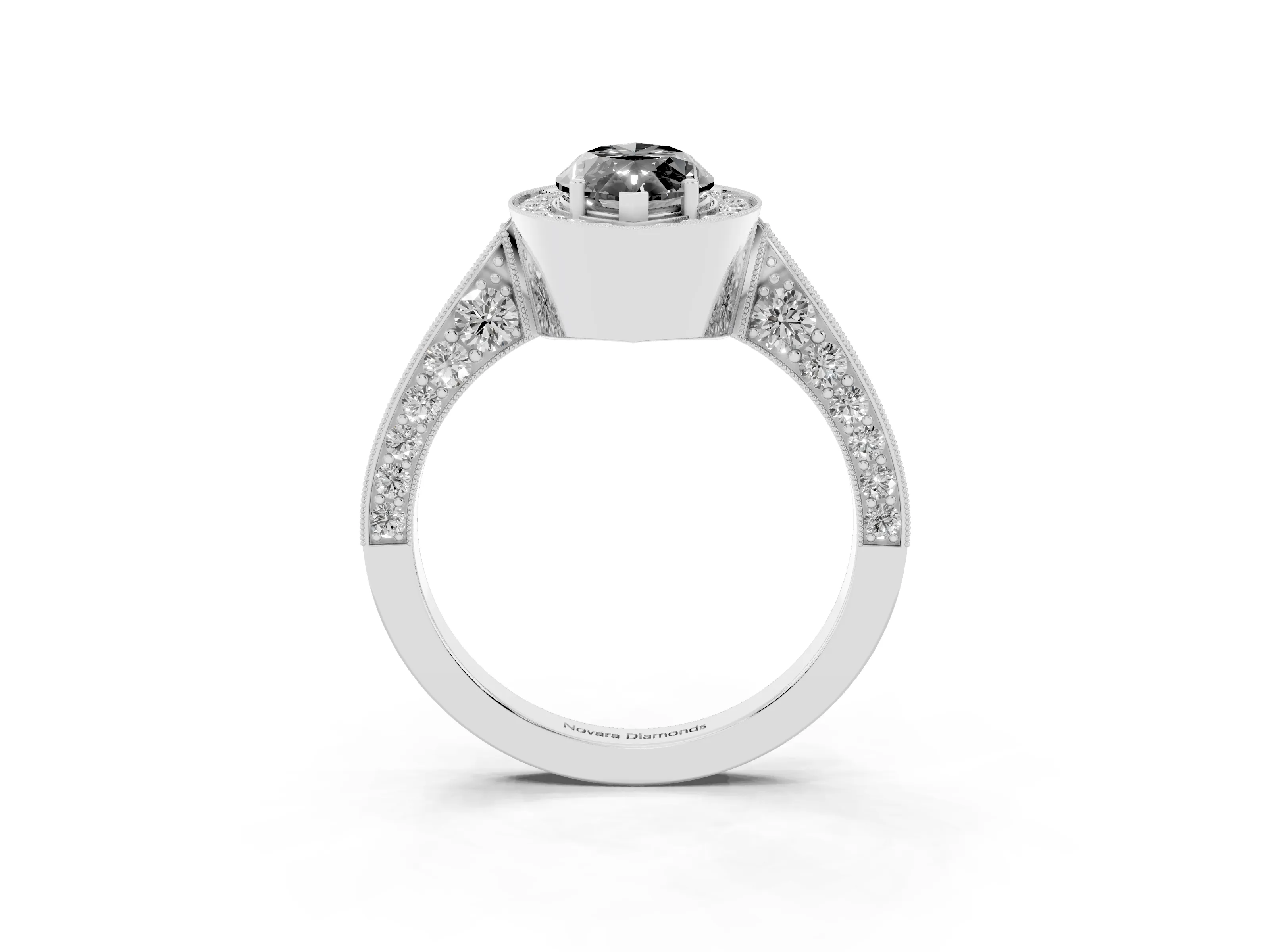 Fancy Black Marquise Cut Diamond Halo Engagement Ring Set in Silver with Accent Split Shank Band