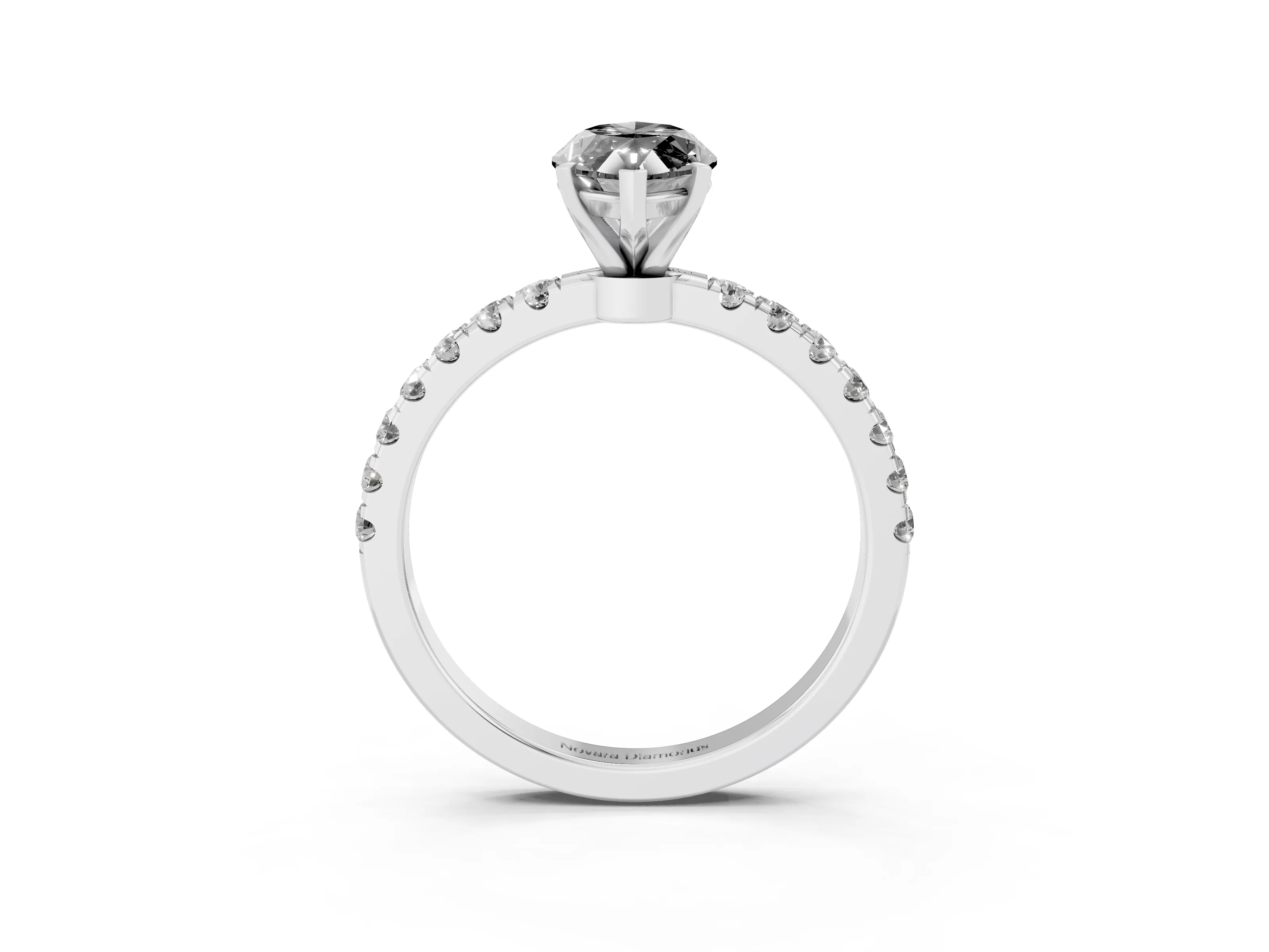 Fancy Black Marquise Cut Diamond Solitaire Ring Set in Silver with Pavé Accents and Prong Setting
