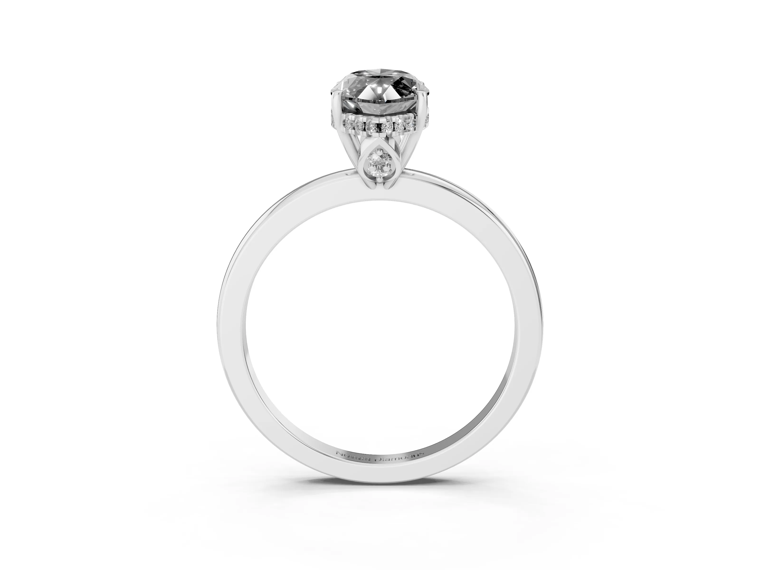 Fancy Black Marquise Cut Diamond Solitaire Ring Set in White gold with Plain Band and Prong Setting