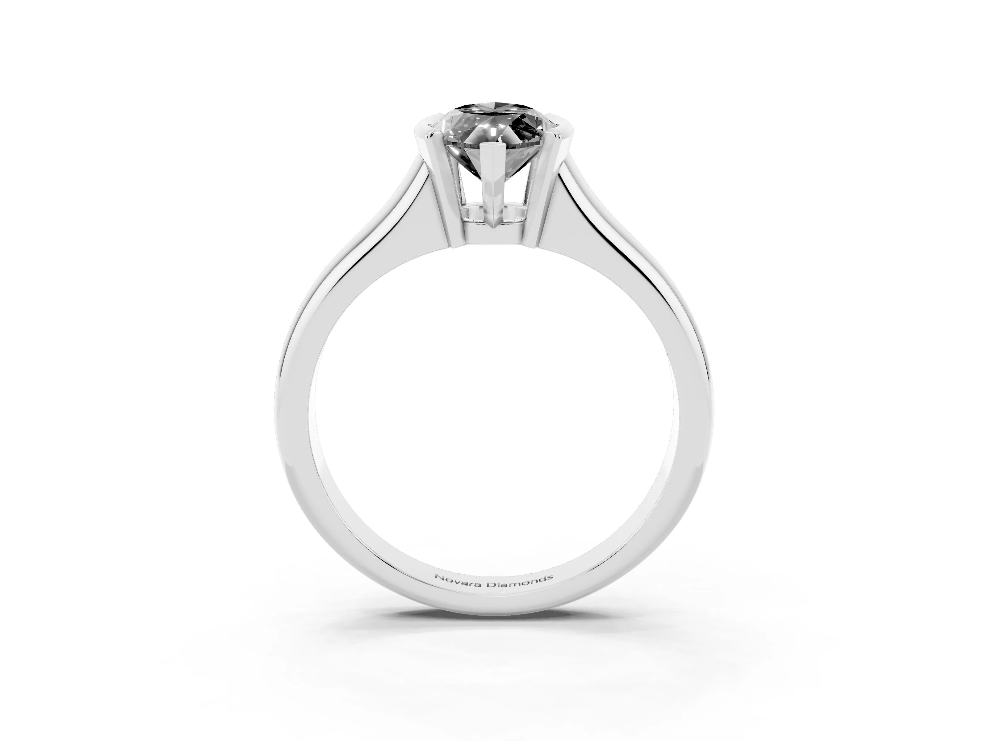 Fancy Black Marquise Cut Diamond Solitaire Tension Set Ring Set in Silver with Split Shank Band