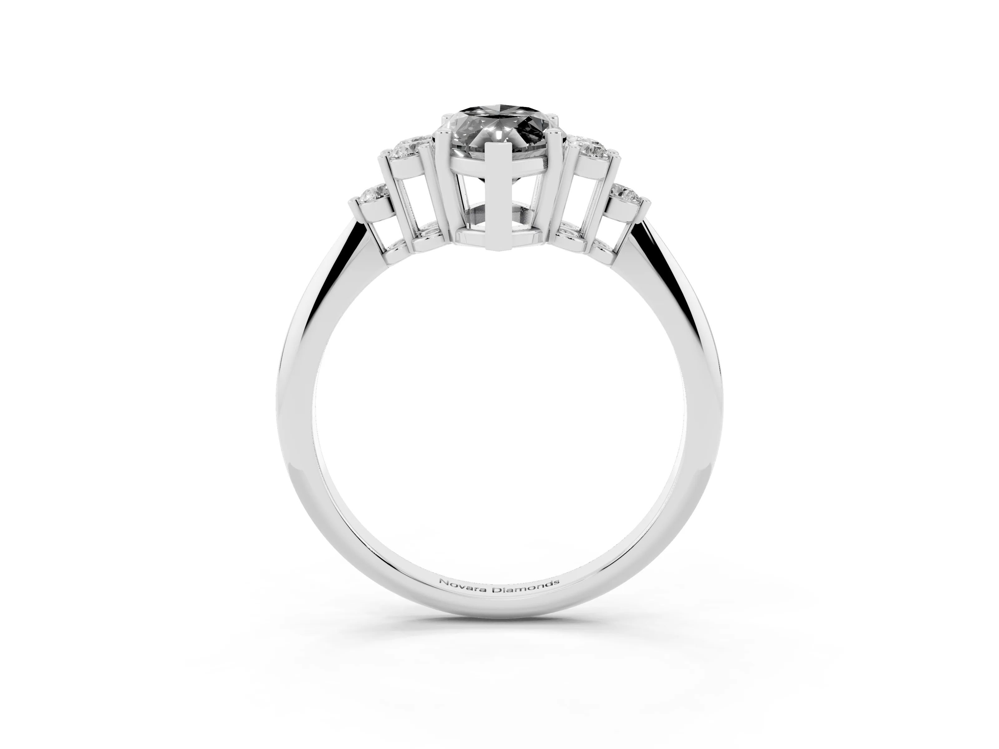 Fancy Black Marquise Cut Diamond Cluster Ring Set in Silver with Plain Band and Prong Setting