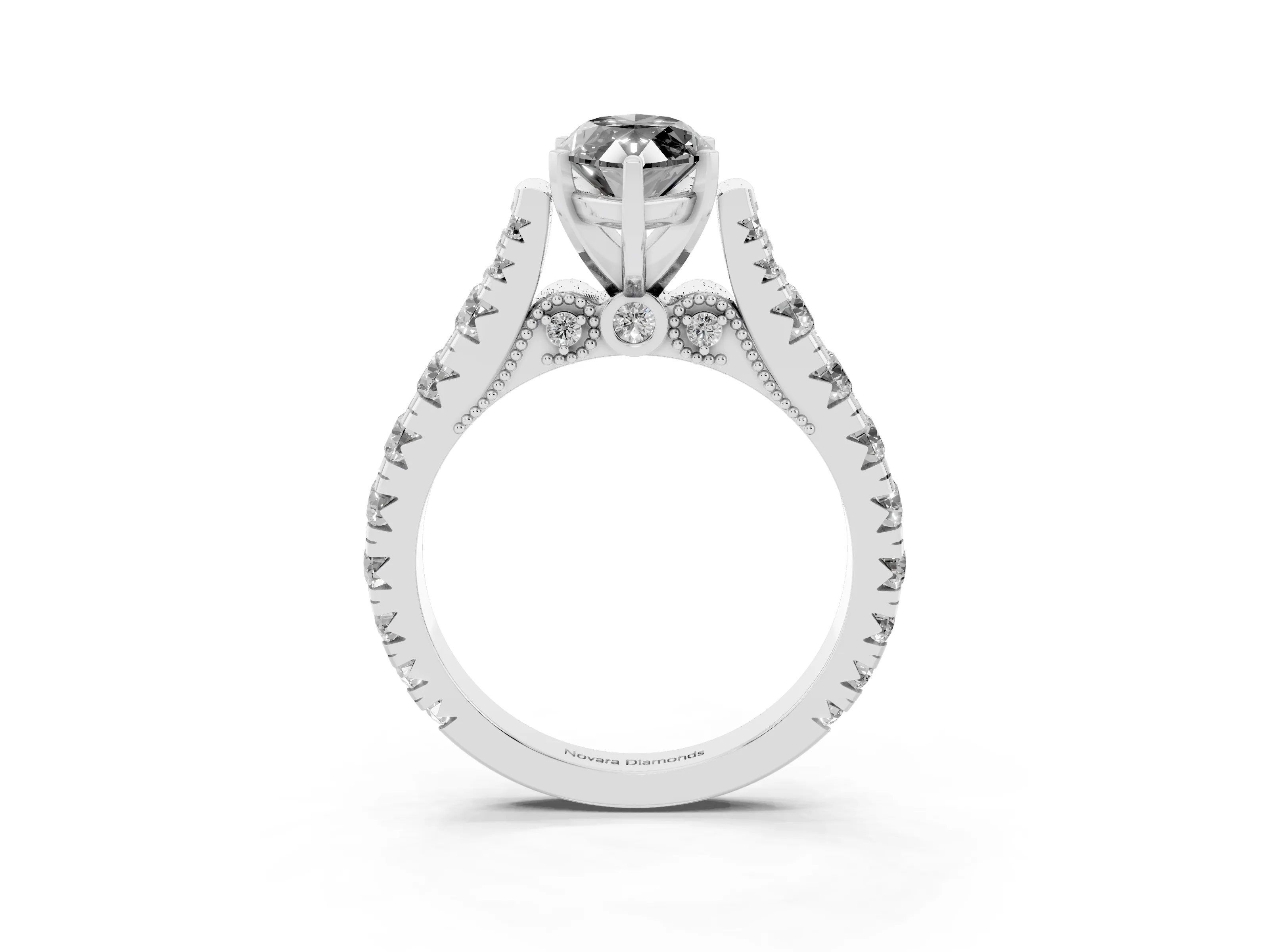 Fancy Black Marquise Cut Diamond Classic Solitaire Ring Set in Silver with Pavé Band and Prong Setting