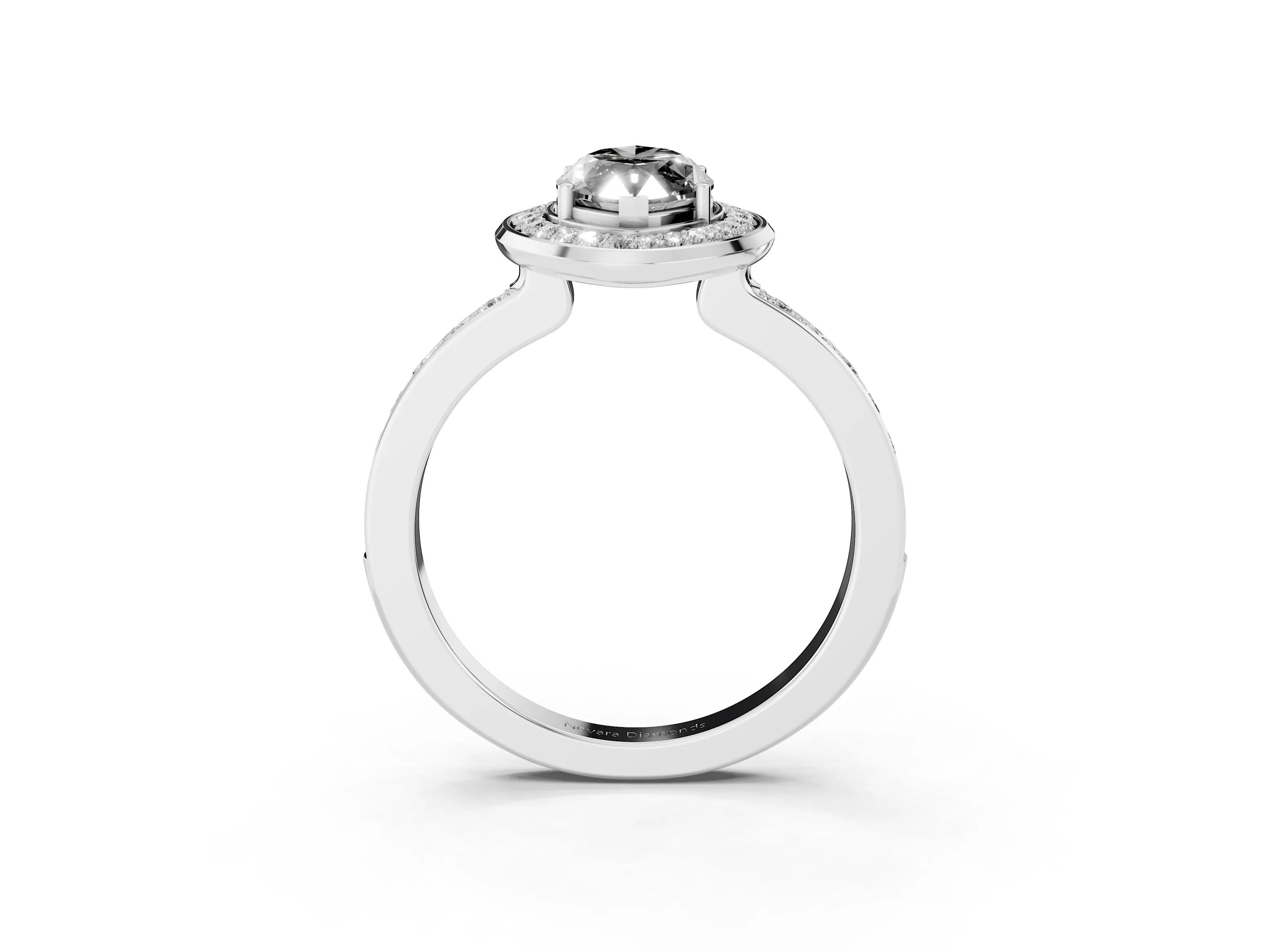 Fancy Black Marquise Cut Diamond Halo Ring Set in Silver with Bezel Frame and Pavé Band