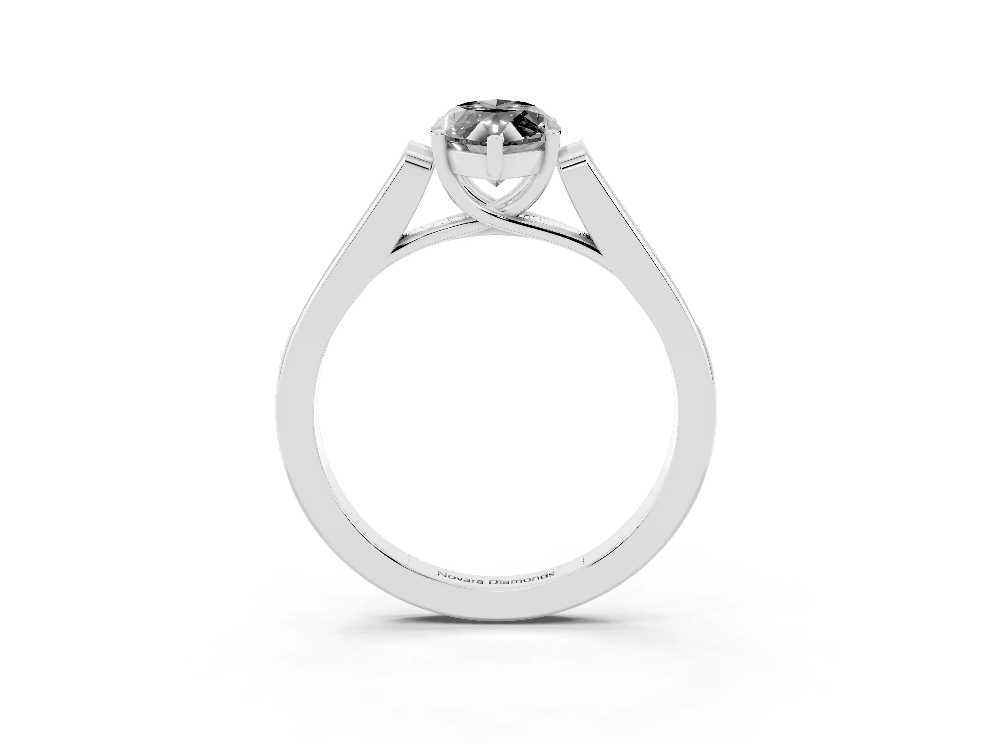 Fancy Black Marquise Cut Diamond Solitaire Cathedral Engagement Ring Set in White gold with Channel-Set Band and Prong Setting