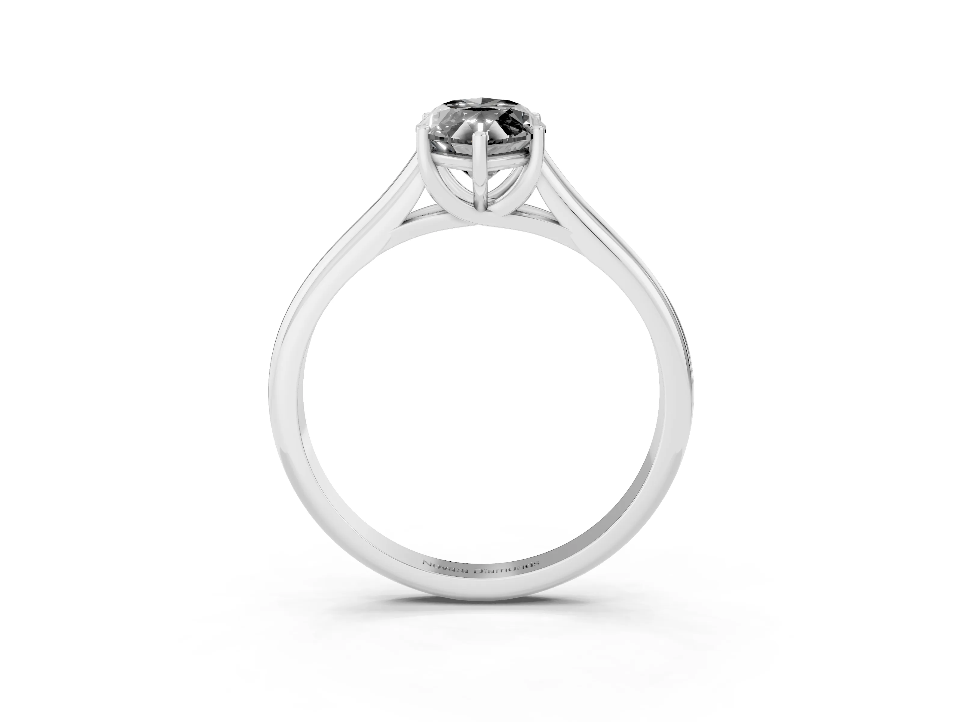 Fancy Black Marquise Cut Diamond Solitaire Engagement Ring Set in White gold with Subtly Tapered Band and Prong Setting