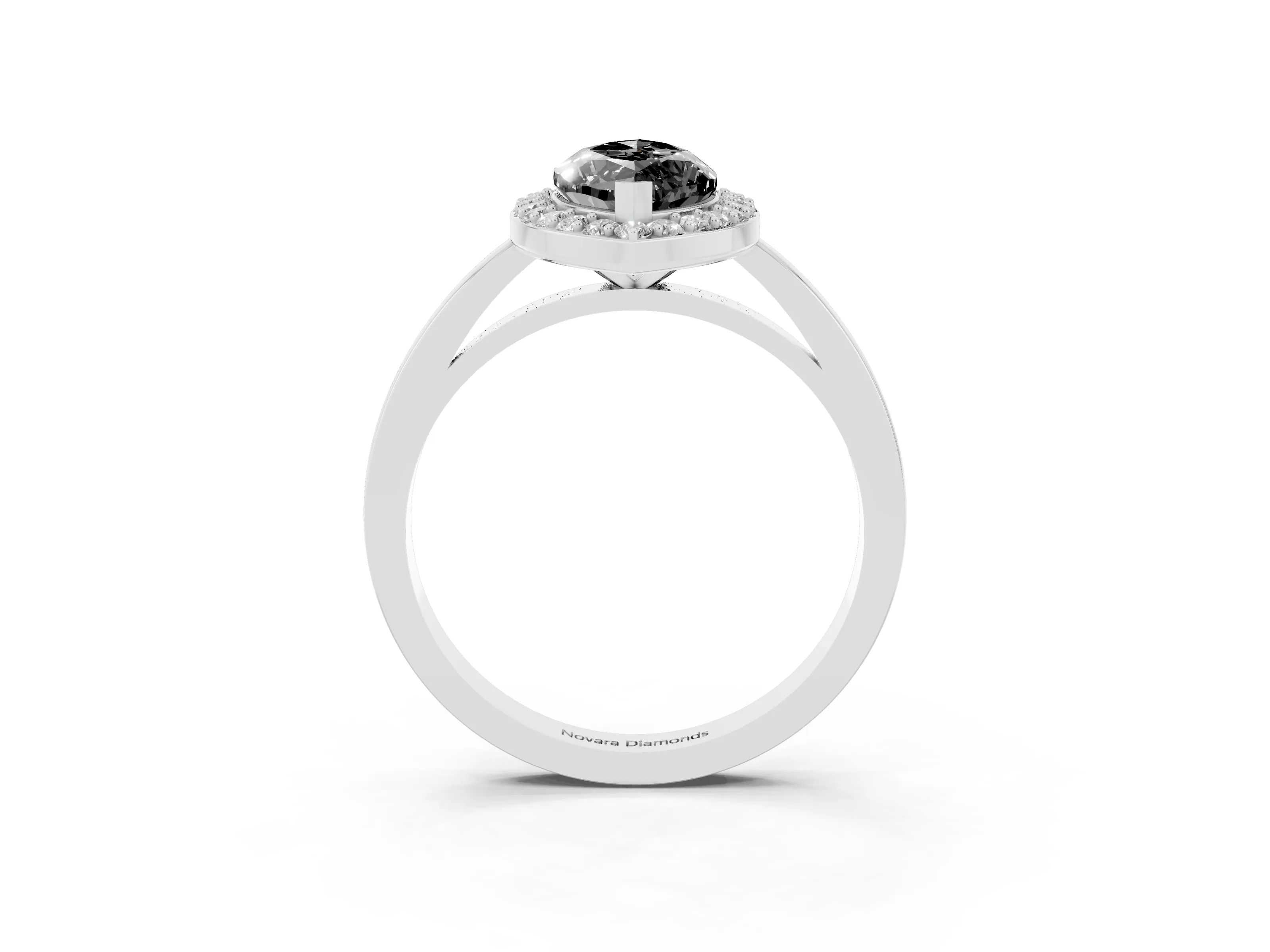 Fancy Black Marquise Cut Diamond Halo Ring Set in White gold with Solitaire Band and Prong Setting