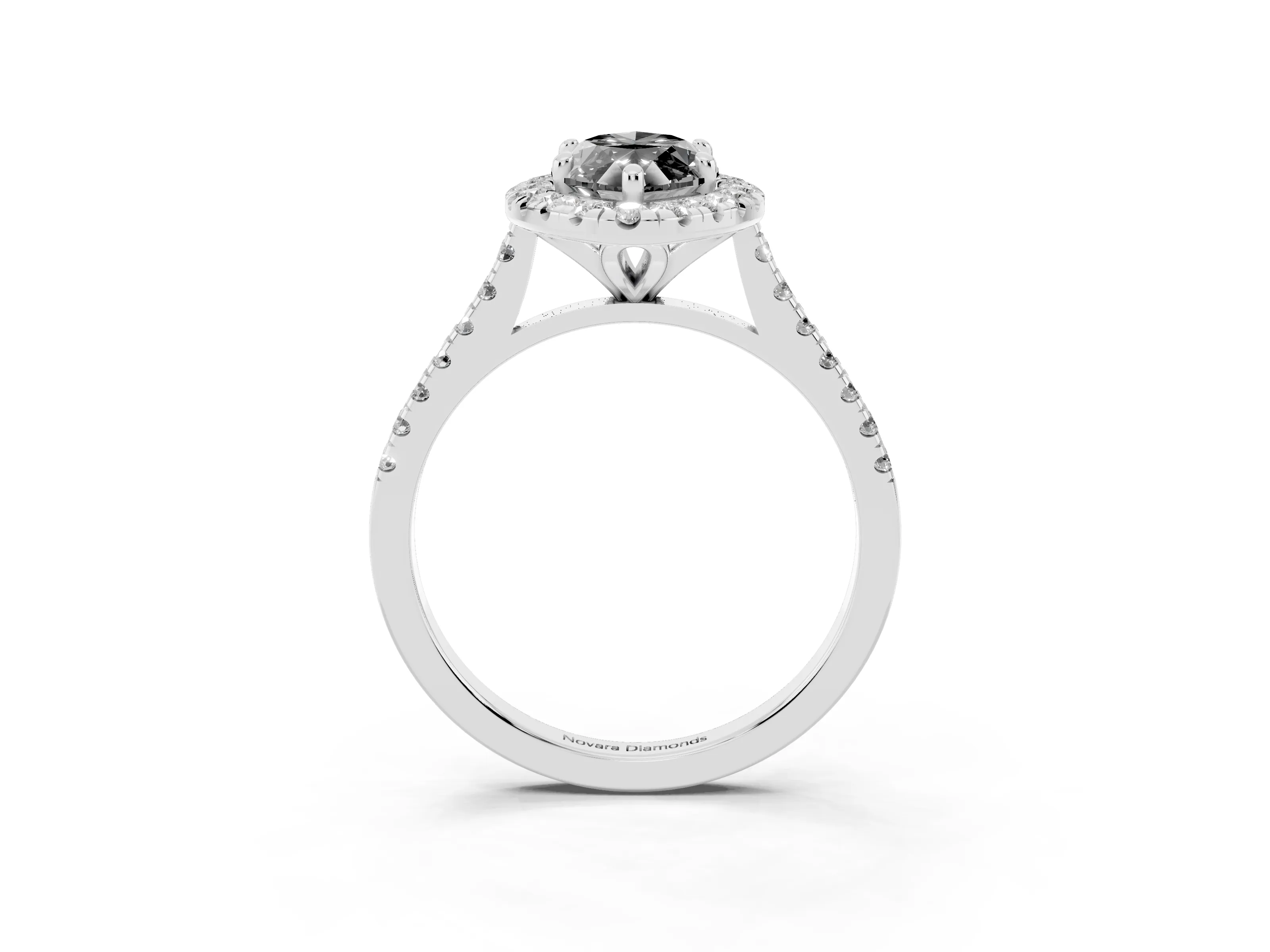 Fancy Black Marquise Cut Diamond Cushion Halo Ring Set in White gold with Pavé Band