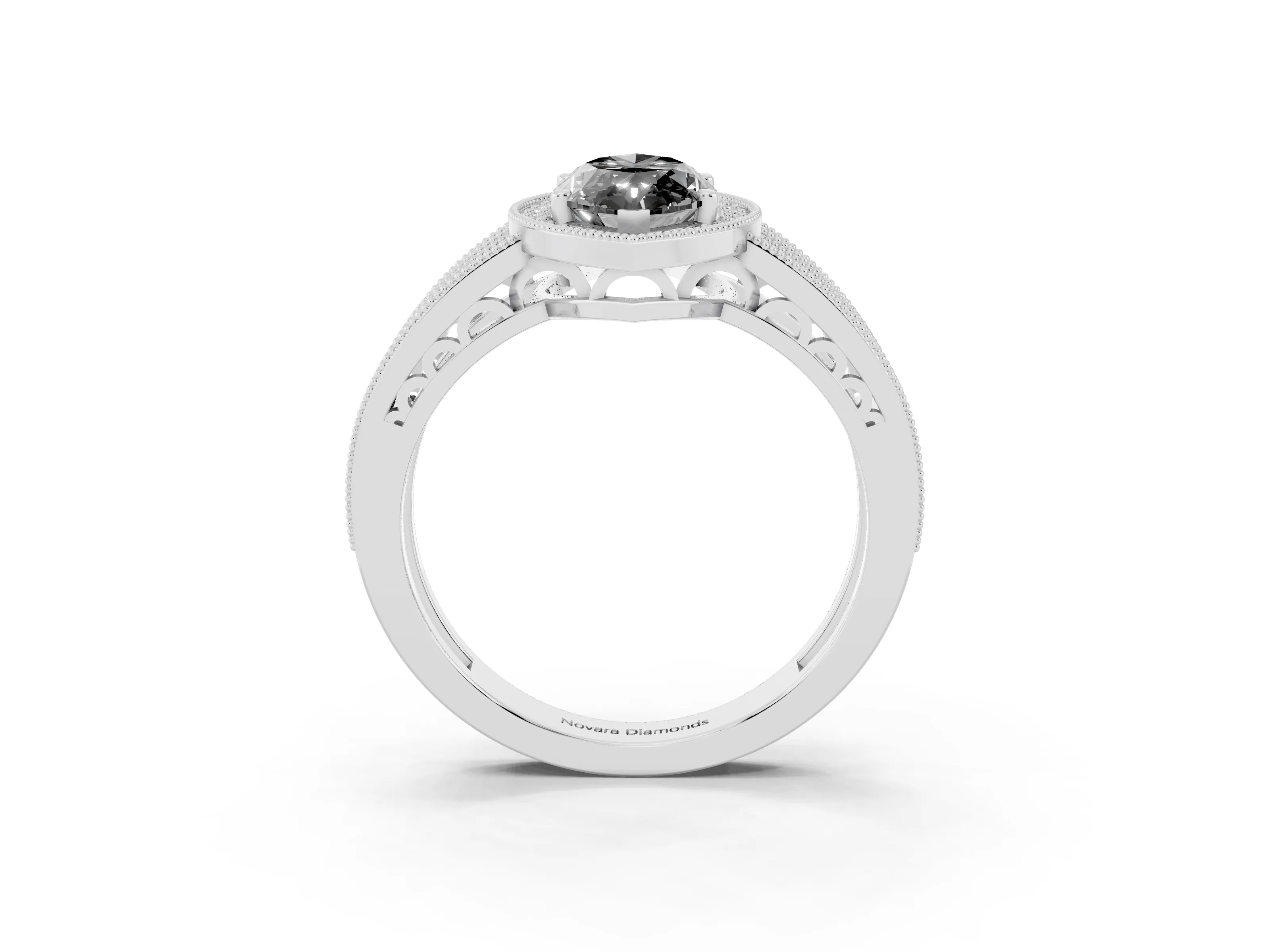Fancy Black Marquise Cut Diamond Halo Ring Set in Platinum with Accent Split Shank and Prong Setting
