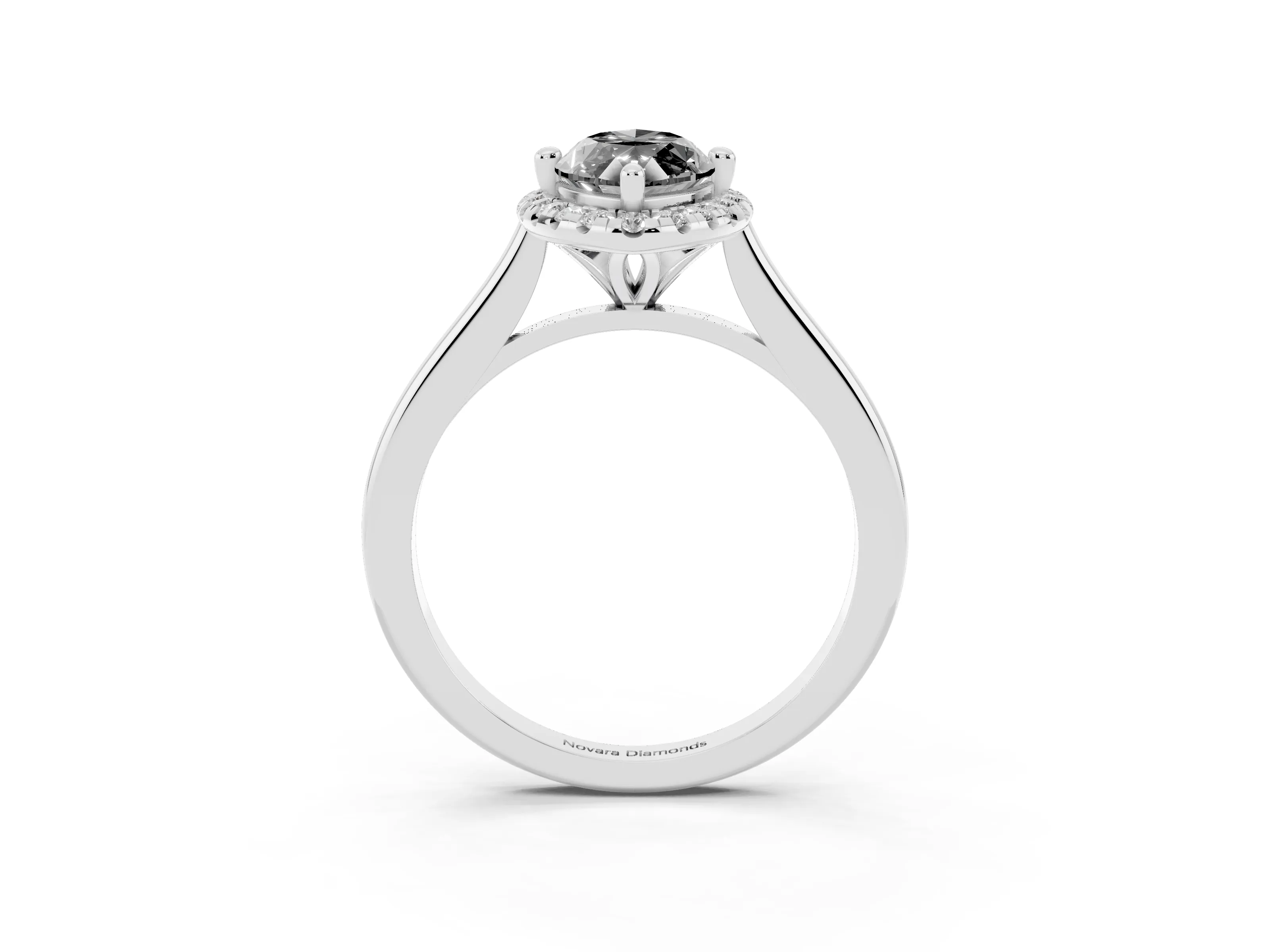 Fancy Black Marquise Cut Diamond Halo Engagement Ring Set in Silver with Pavé Band and Rising Shoulders