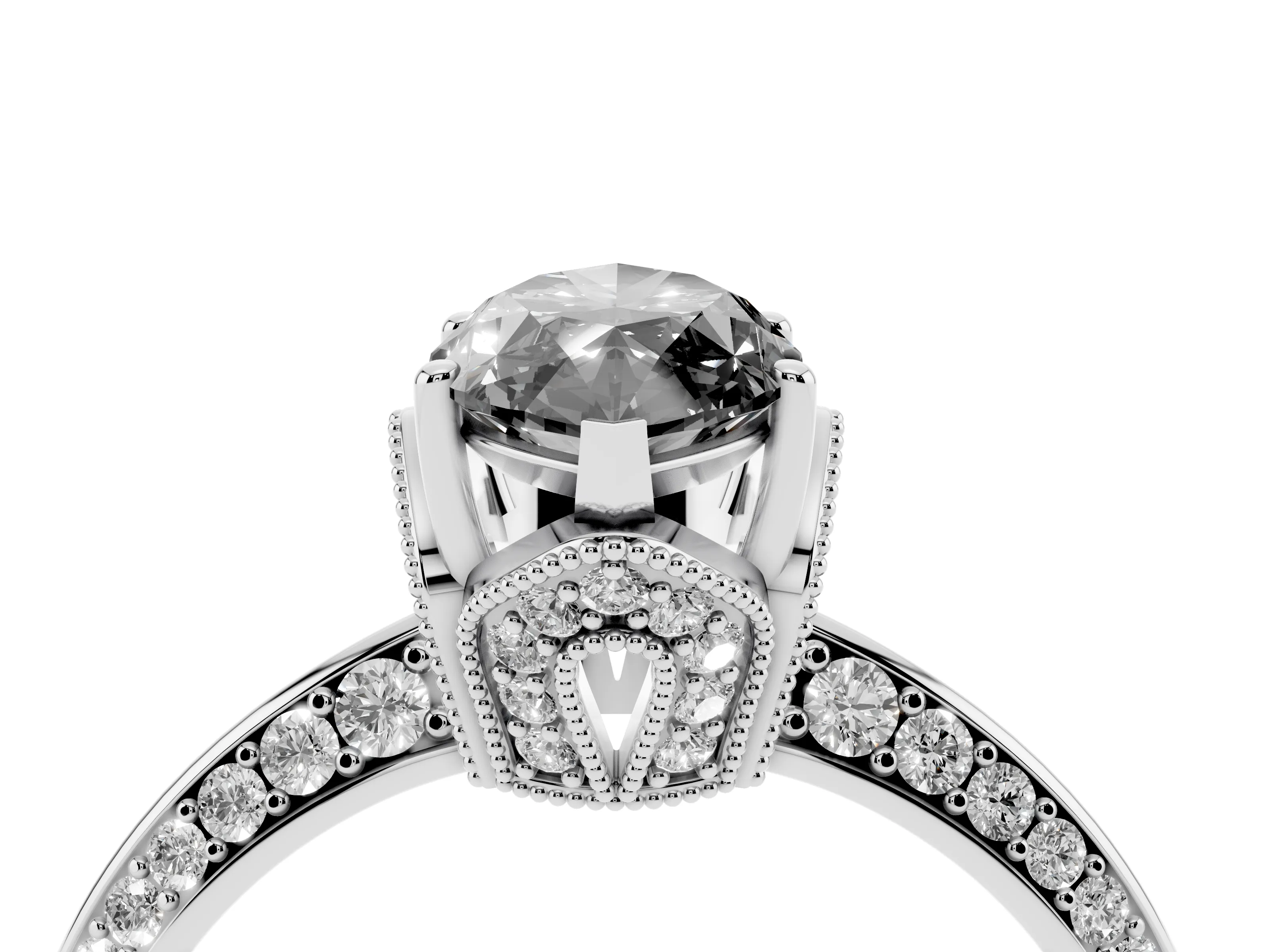 Fancy Black Marquise Cut Diamond Solitaire Engagement Ring Set in White gold with Pavé Split Shank and Prong Setting