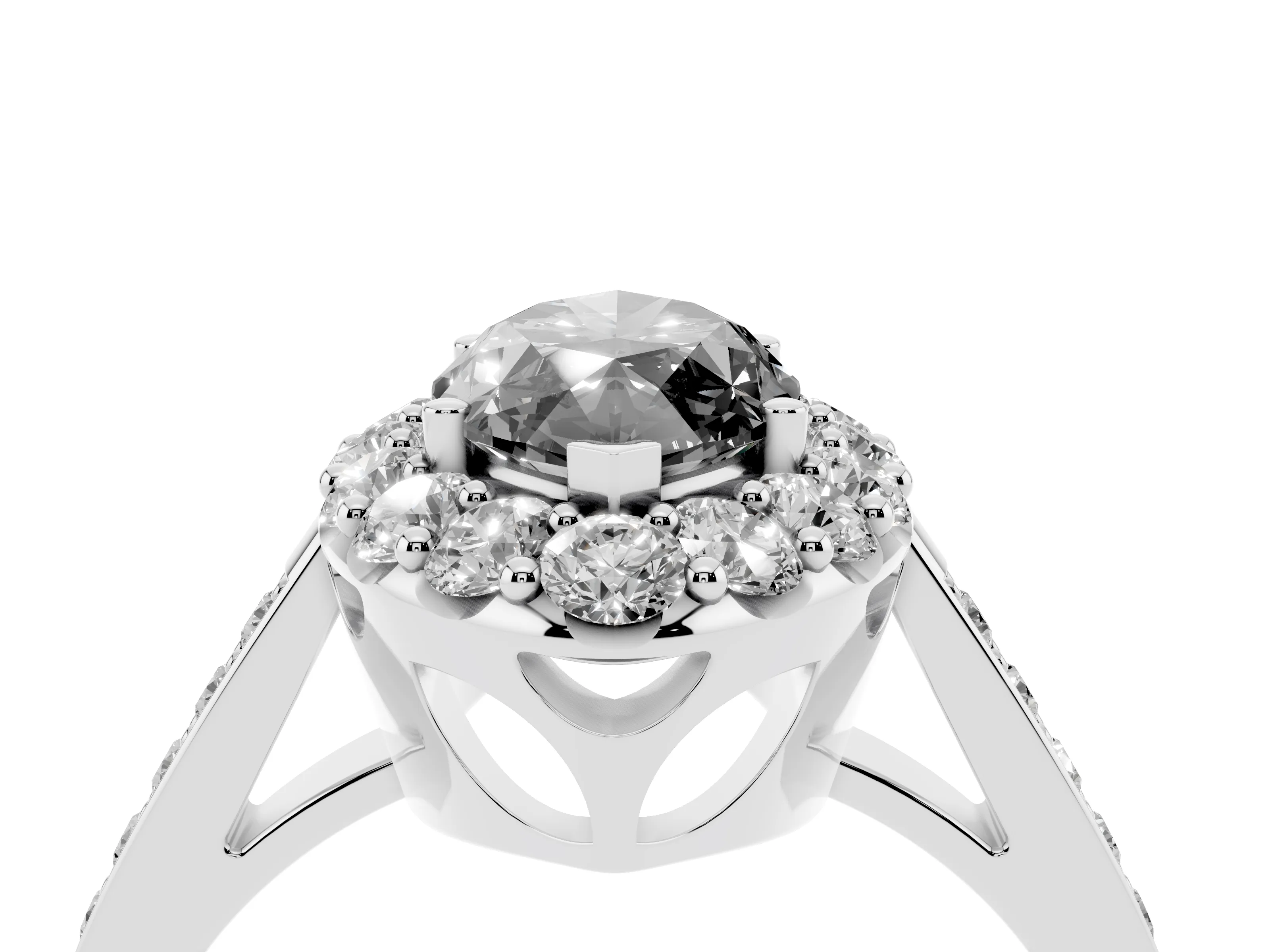 Fancy Black Marquise Cut Diamond Floral Halo Ring Set in Silver with Pavé Band and Prong Setting