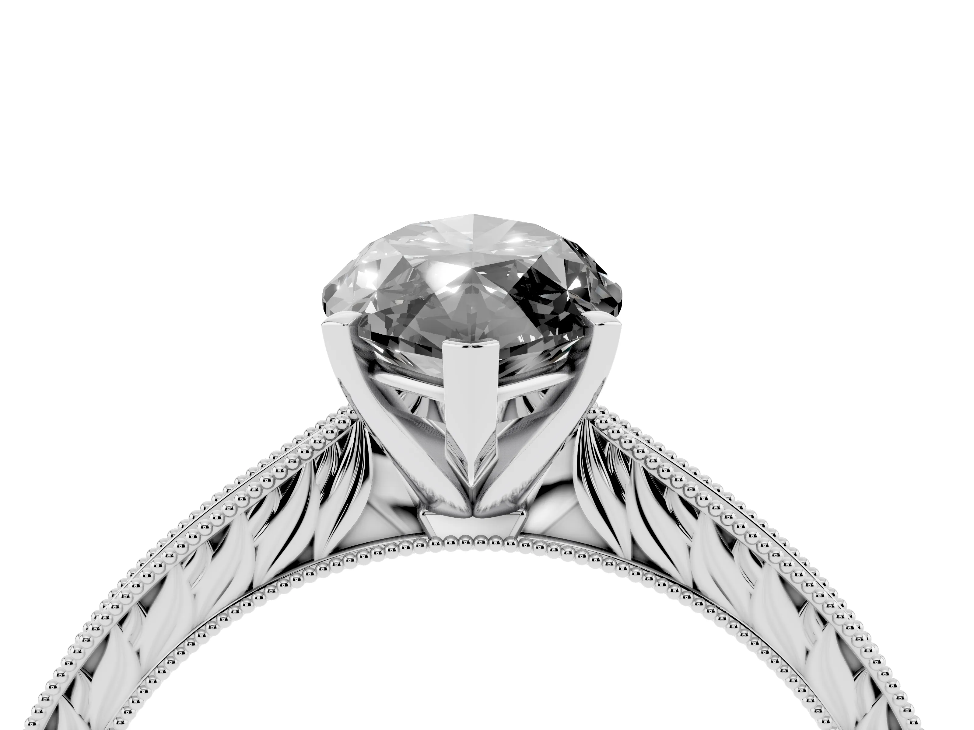 Fancy Black Marquise Cut Diamond Solitaire Milgrain Engraved Band Set in White gold with Prong Setting