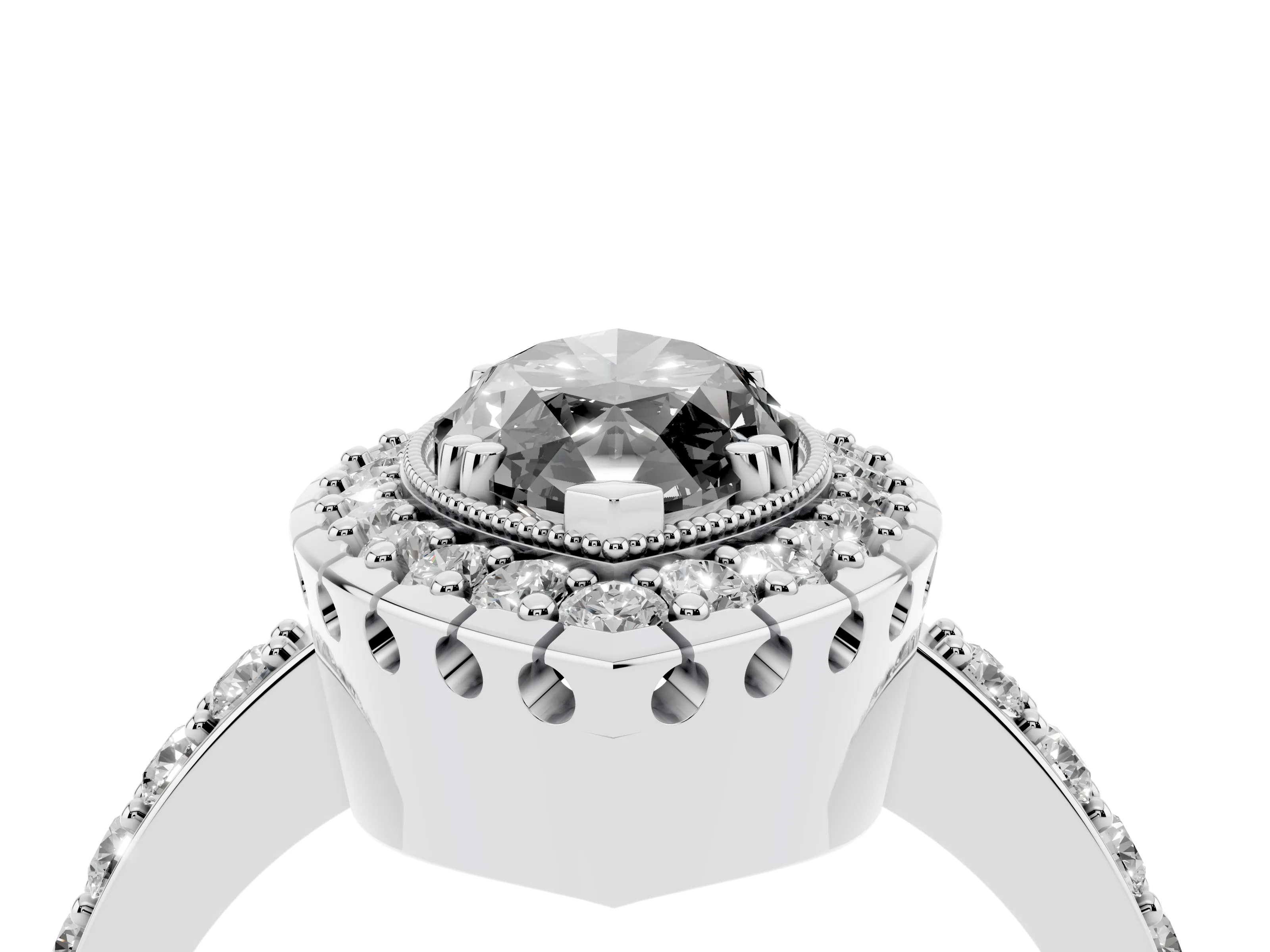 Fancy Black Marquise Cut Diamond Halo Ring Set in White gold with Pavé Shank and Prong Setting
