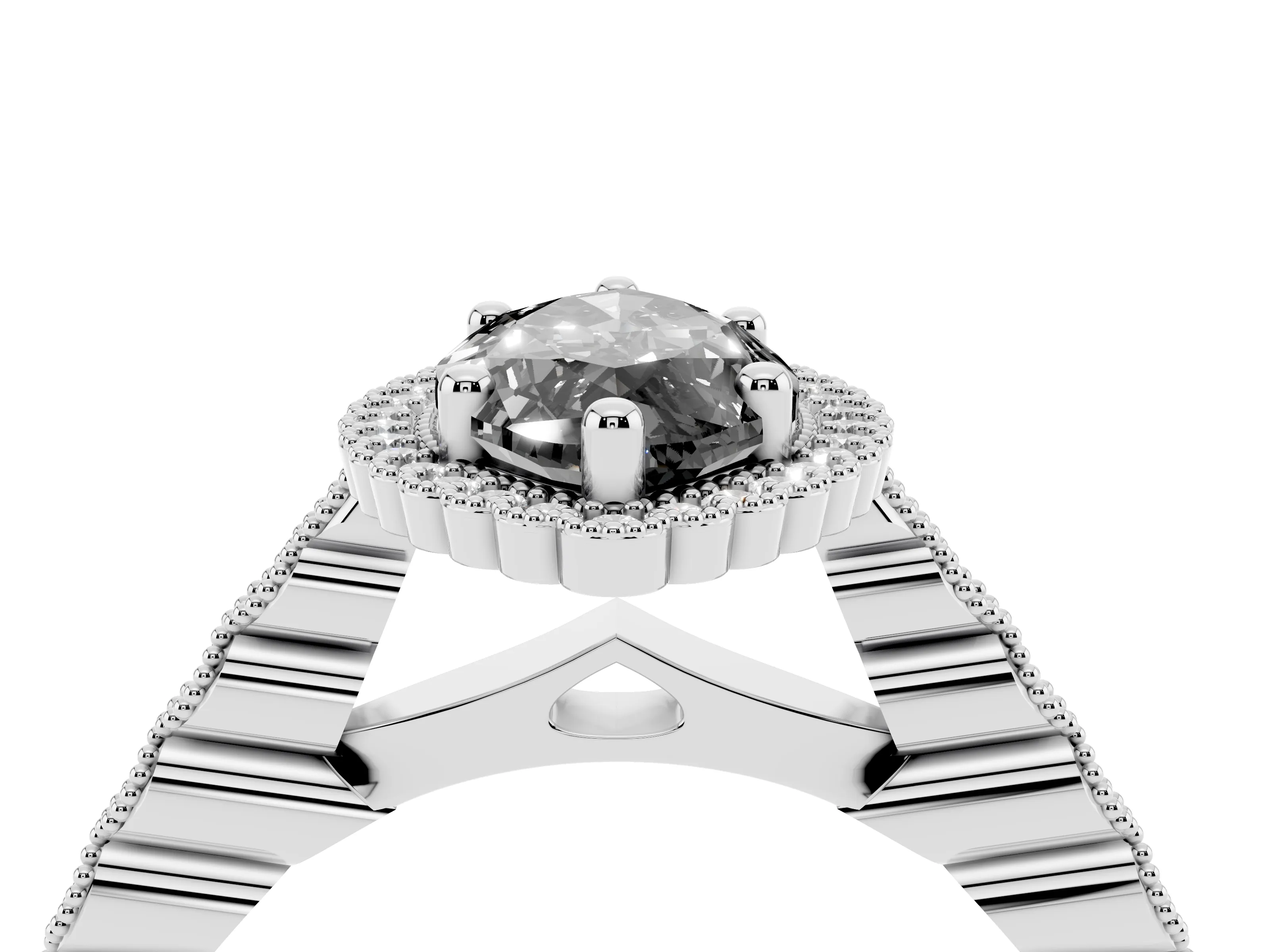 Fancy Black Marquise Cut Diamond Halo Ring Set in White gold with Pavé Milgrain Band