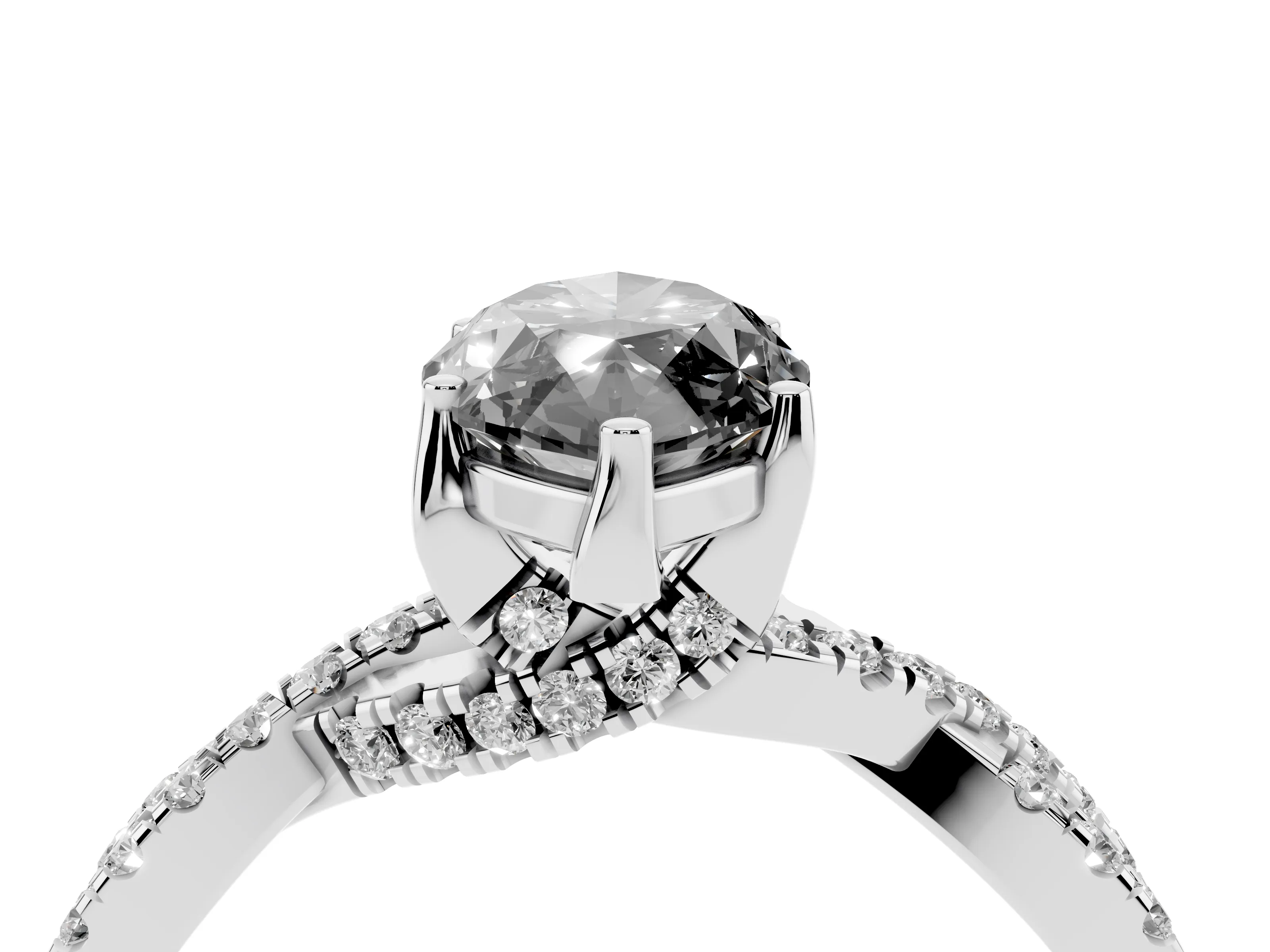 Fancy Black Marquise Cut Diamond Twist Pavé Solitaire Engagement Ring Set in White gold with Prong Setting