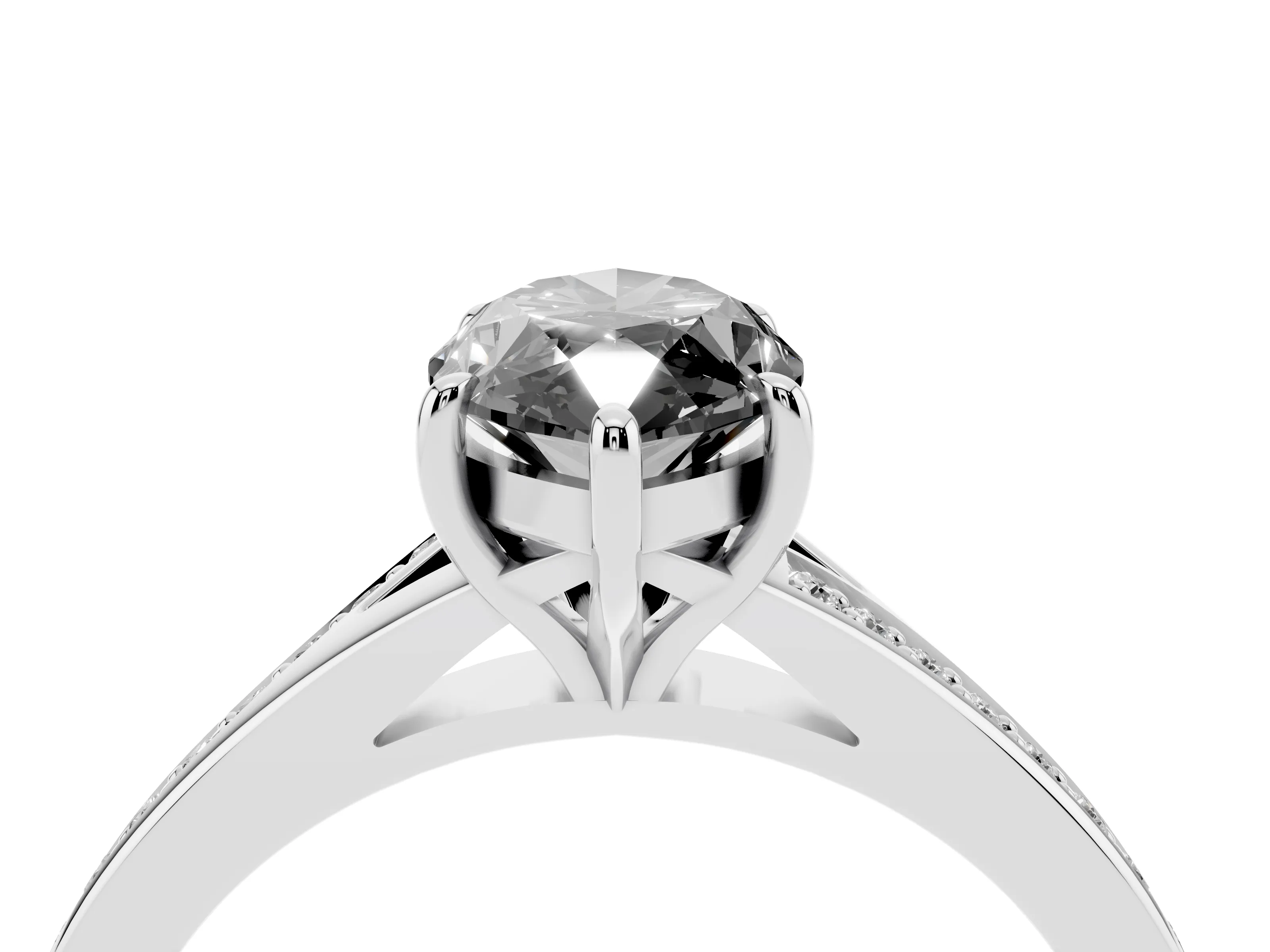 Fancy Black Marquise Cut Diamond Solitaire Ring Set in White gold with Pavé Accent Band and Classic Prong Setting